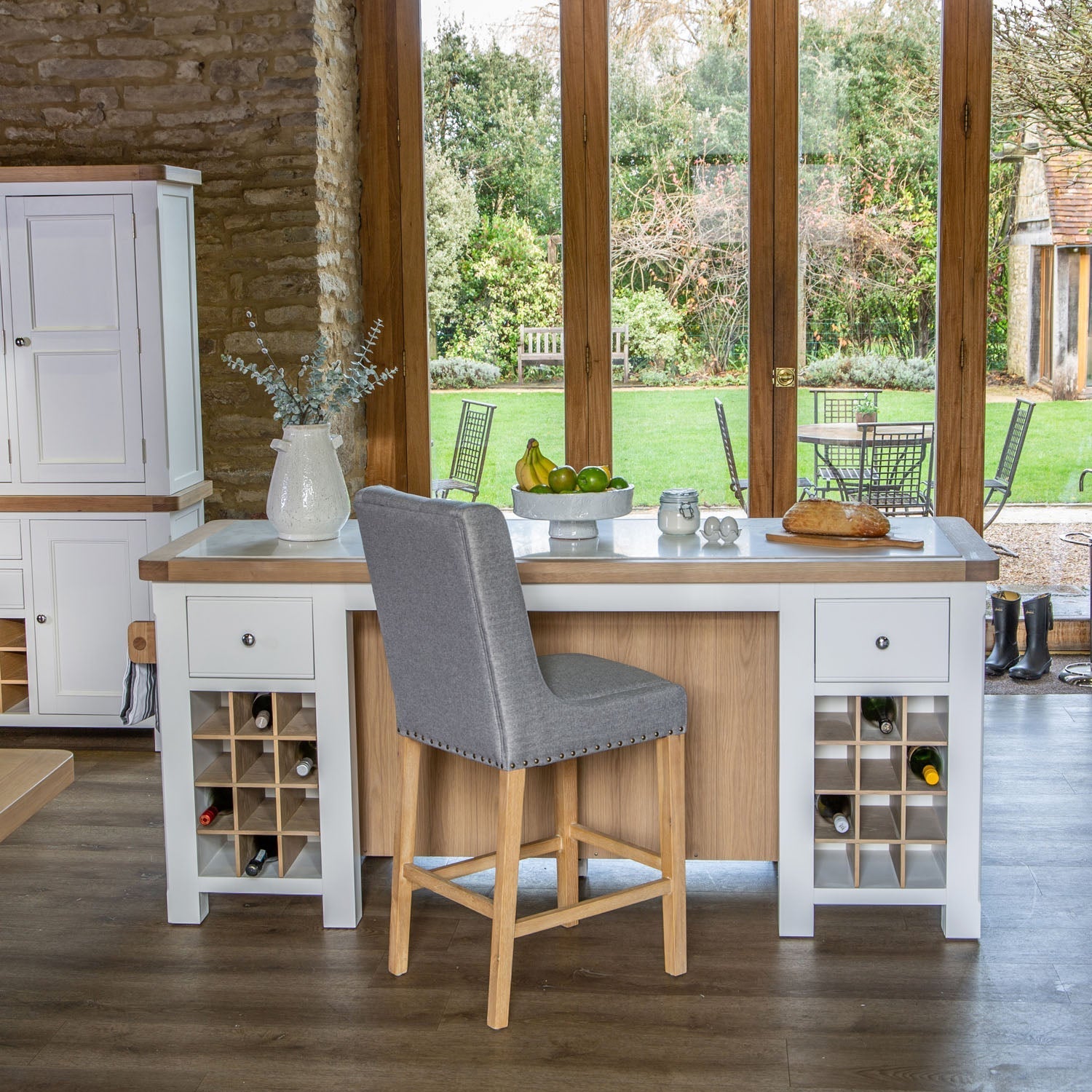 Dorset White Painted Oak Large Kitchen Island