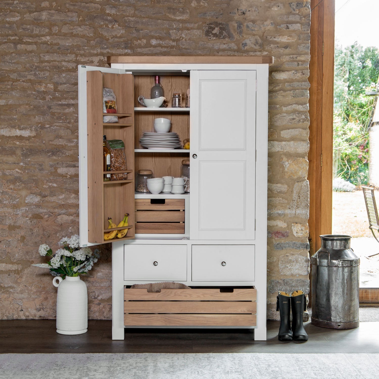 Dorset White Painted Oak Large Larder Unit