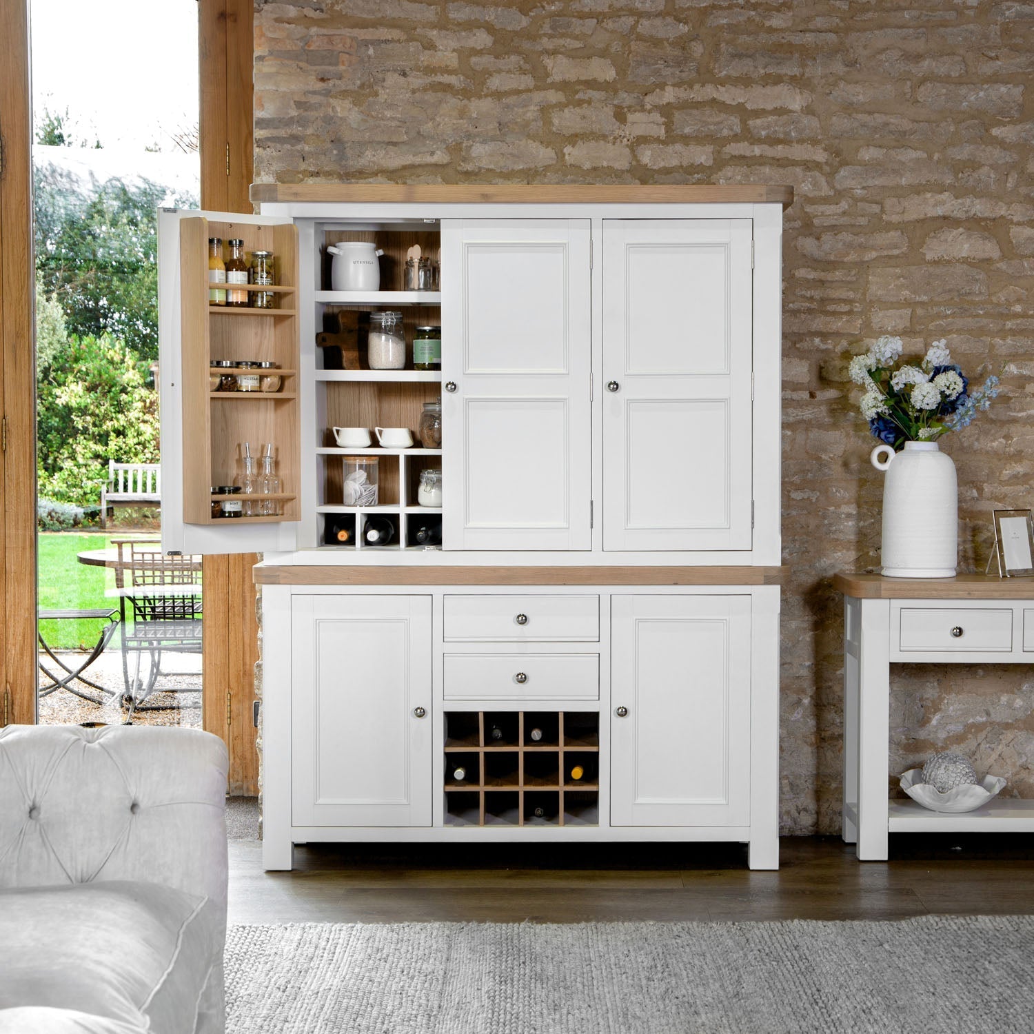 Dorset White Painted Oak Large Larder Top for Large Sideboard Wine Rack (Top Only)