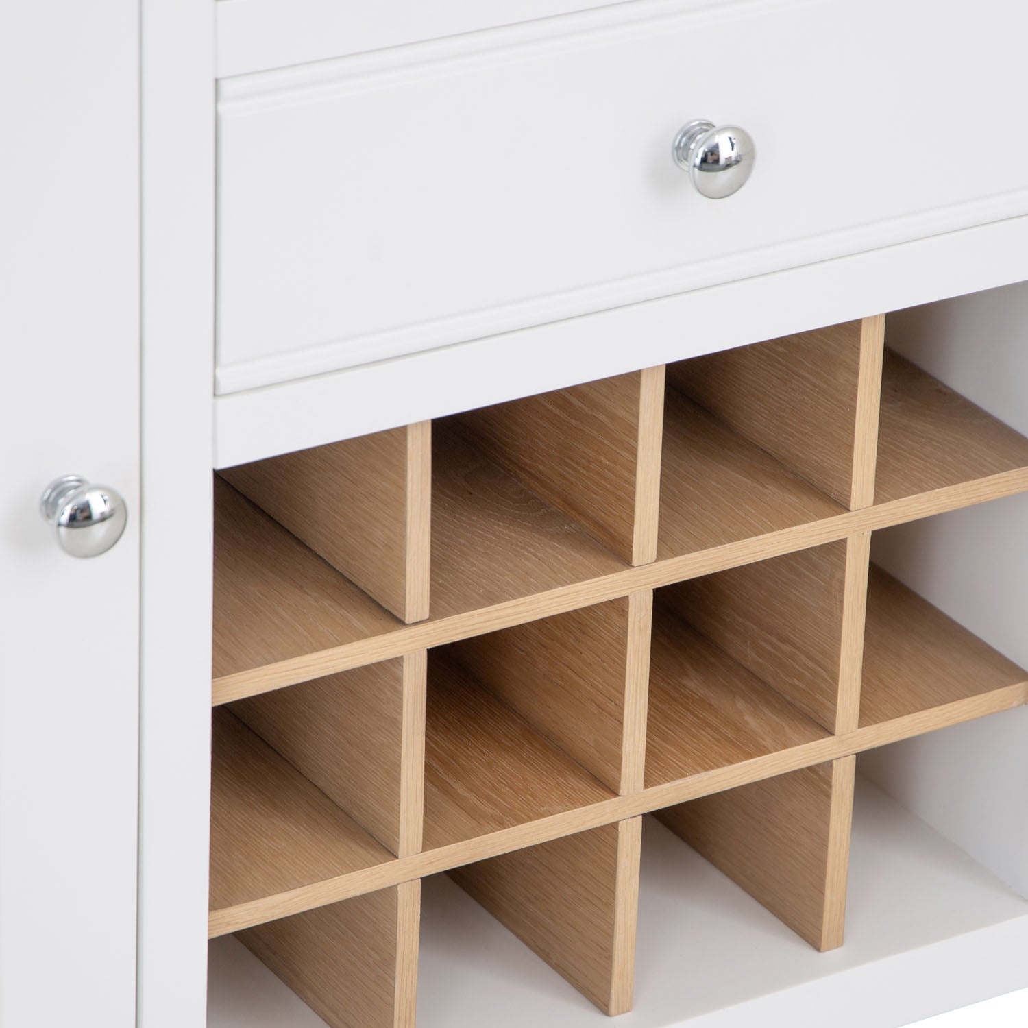 Dorset White Painted Oak Large Sideboard Wine Rack