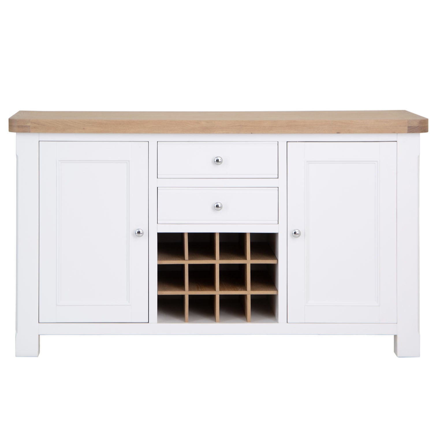 Dorset White Painted Oak Large Sideboard Wine Rack