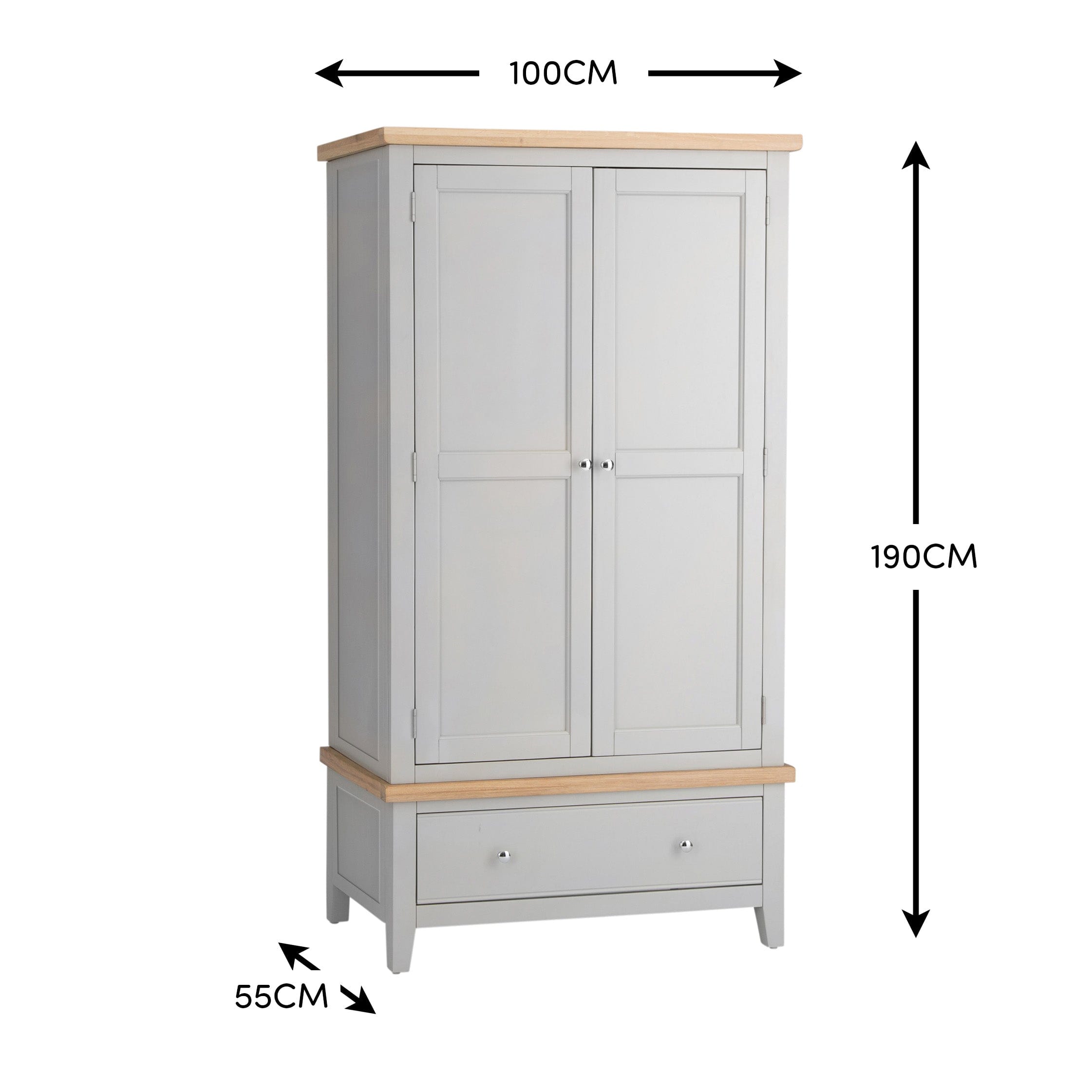 Eaton Grey Painted Oak Double Wardrobe