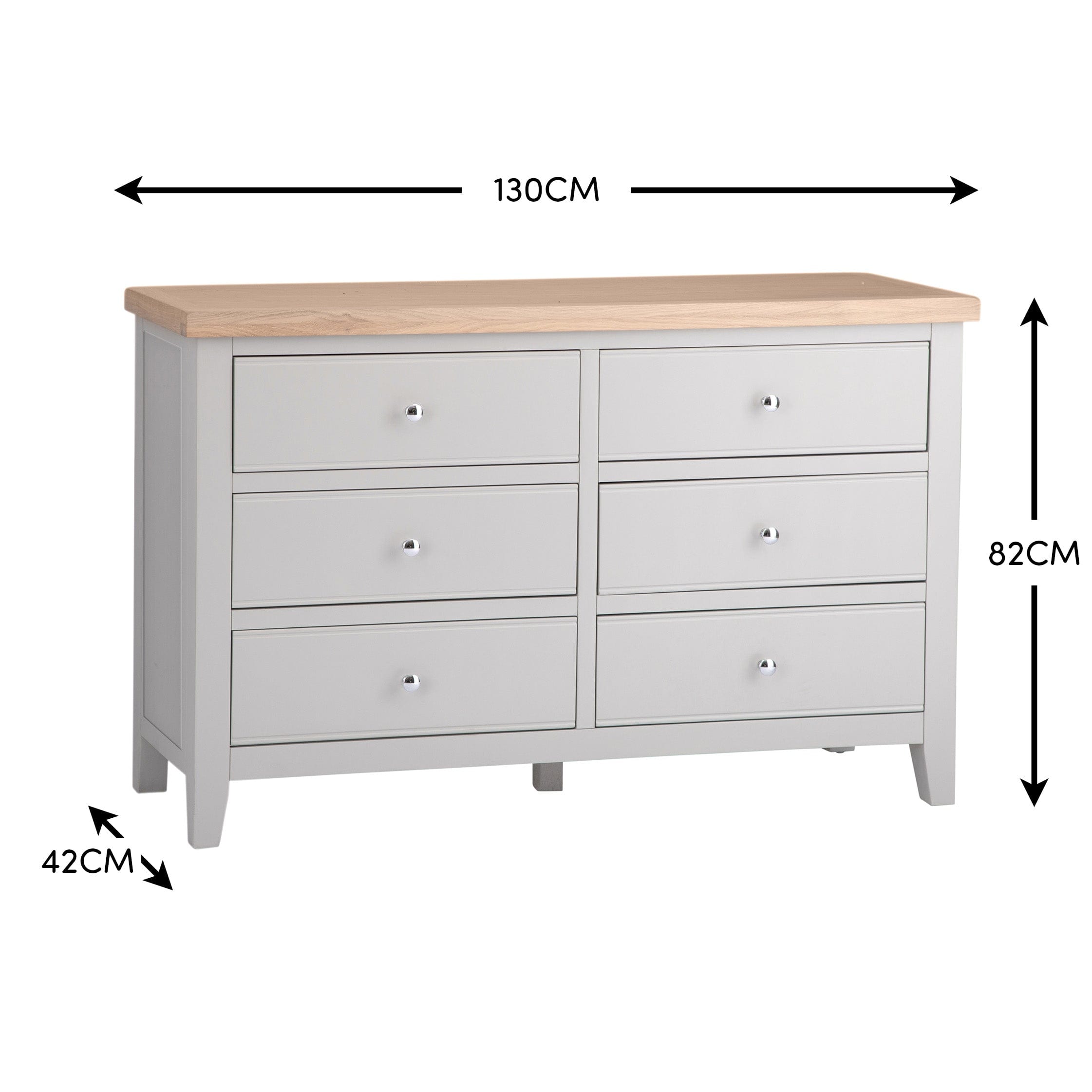 Eaton Grey Painted Oak 6 Drawer Chest