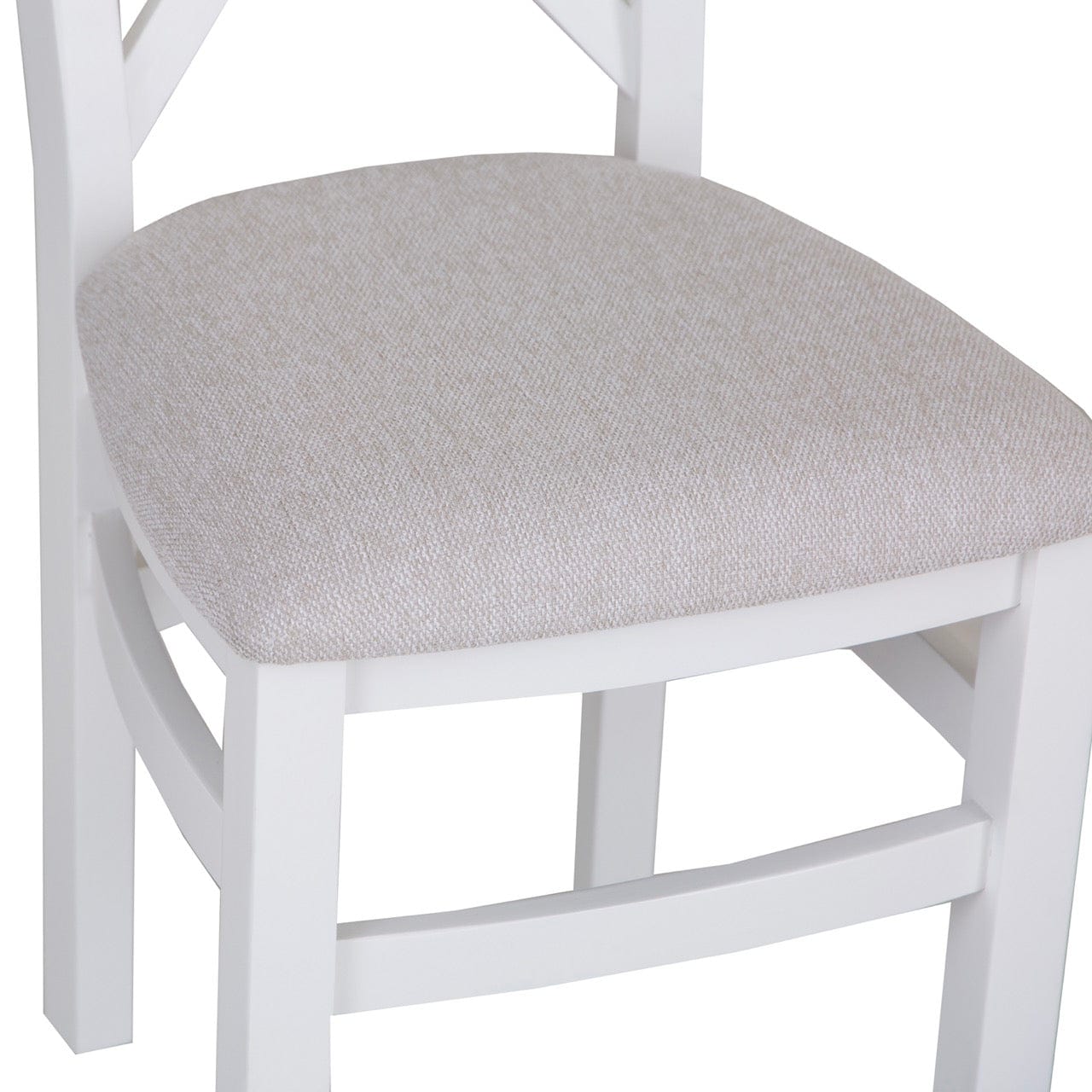 Eaton White Painted Oak Cross Back Dining Chair Fabric Seat