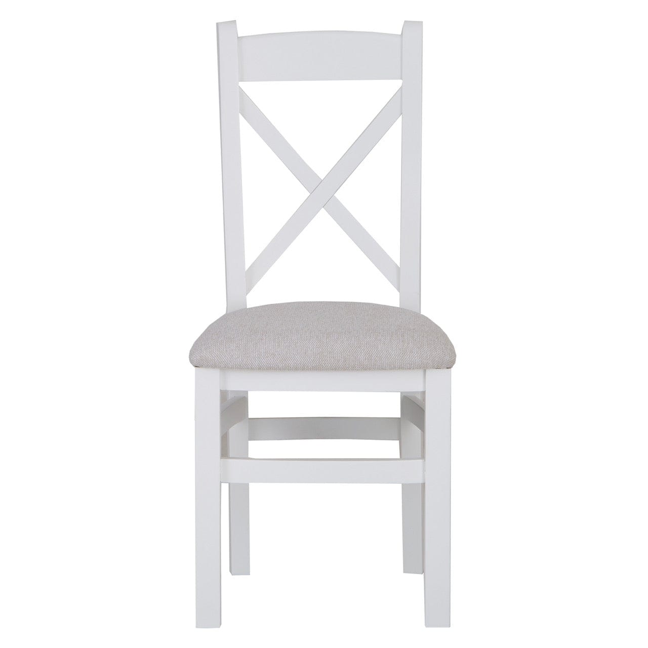 Eaton White Painted Oak Cross Back Dining Chair Fabric Seat