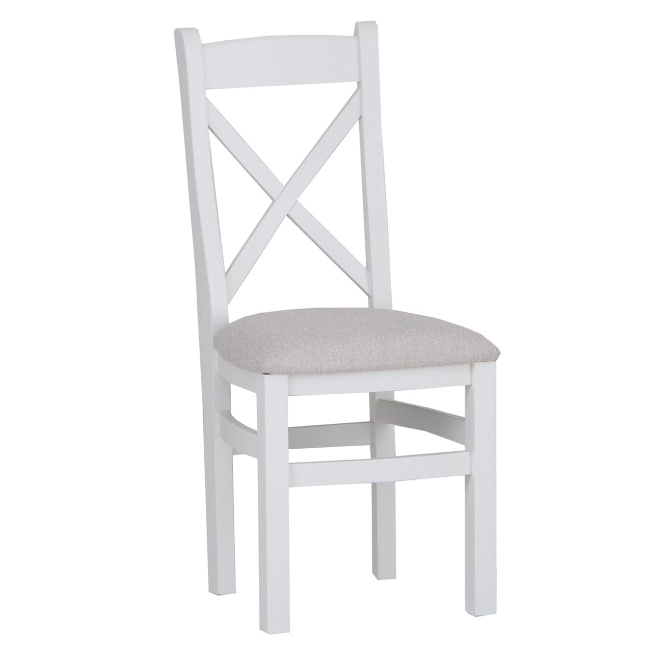 Eaton White Painted Oak Cross Back Dining Chair Fabric Seat