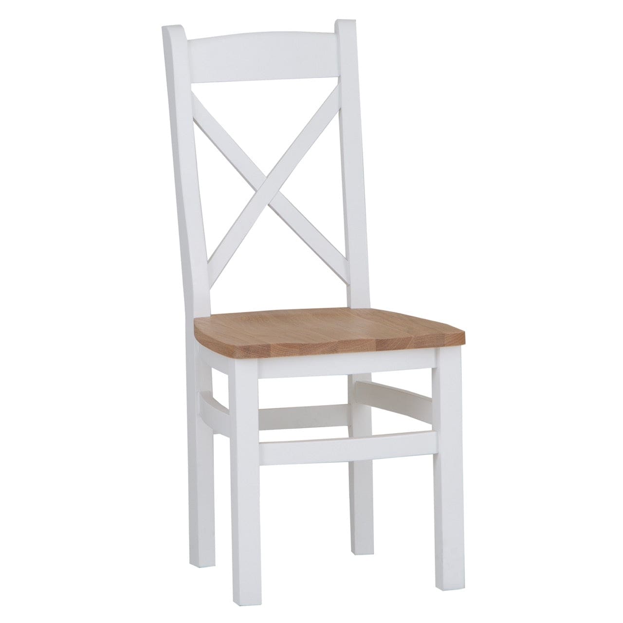 Eaton White Painted Oak Cross Back Dining Chair Wooden Seat