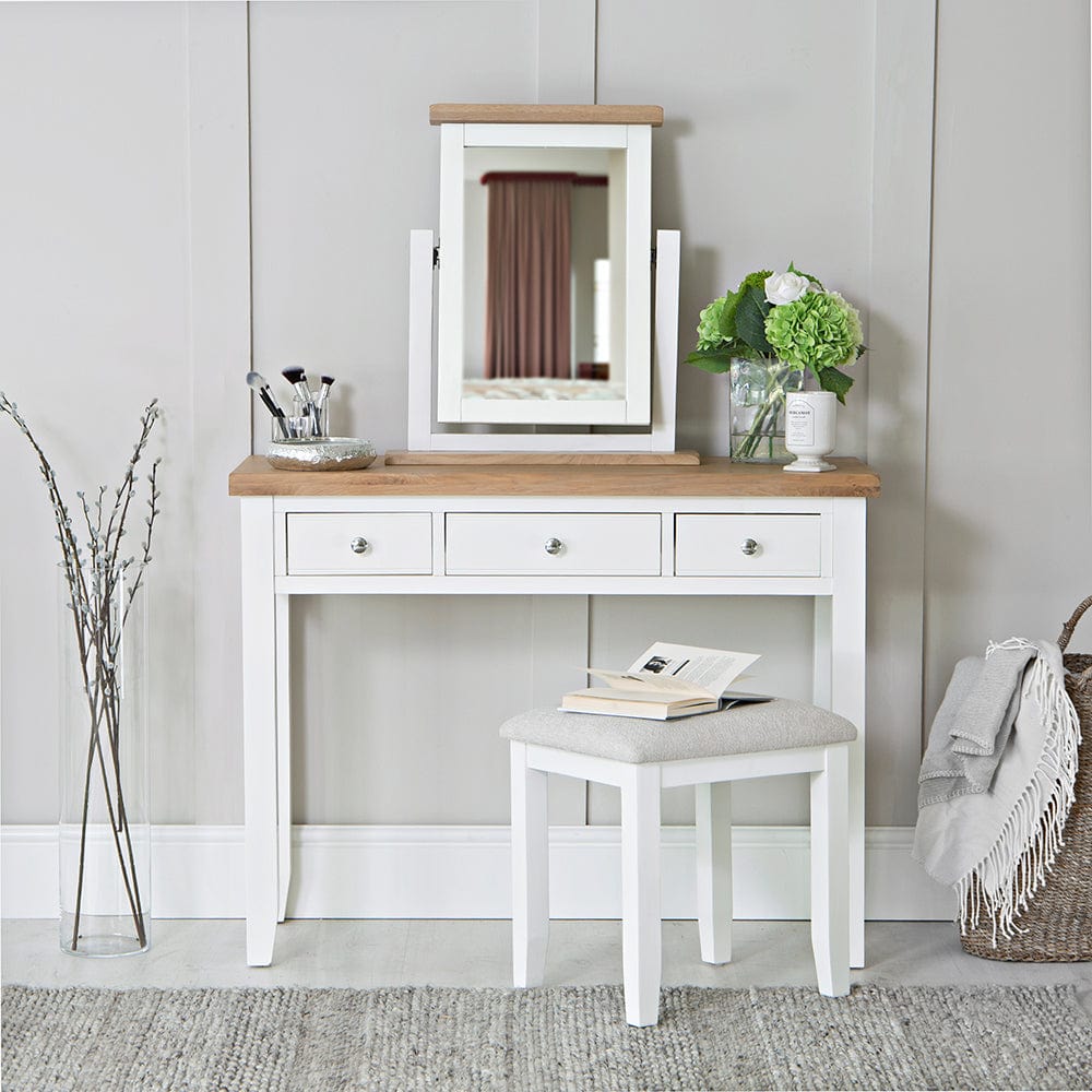 Eaton White Painted Oak Dressing Table for Stylish Bedrooms – The Furniture Warehouse