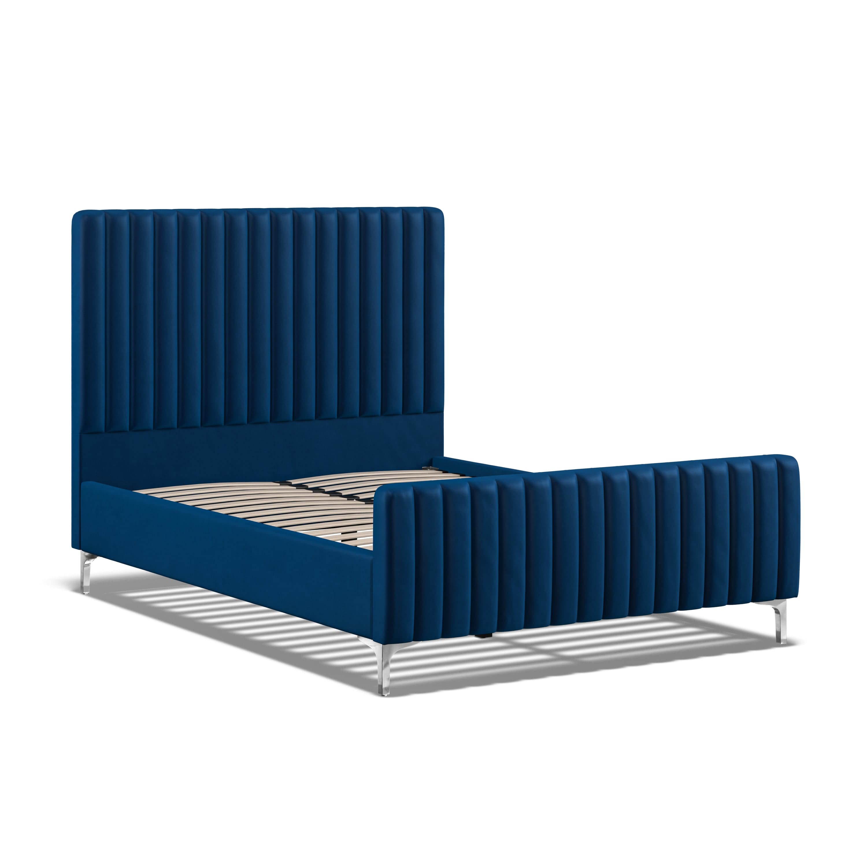 Carloway Royal Blue Velvet Double Upholstered Bed Frame