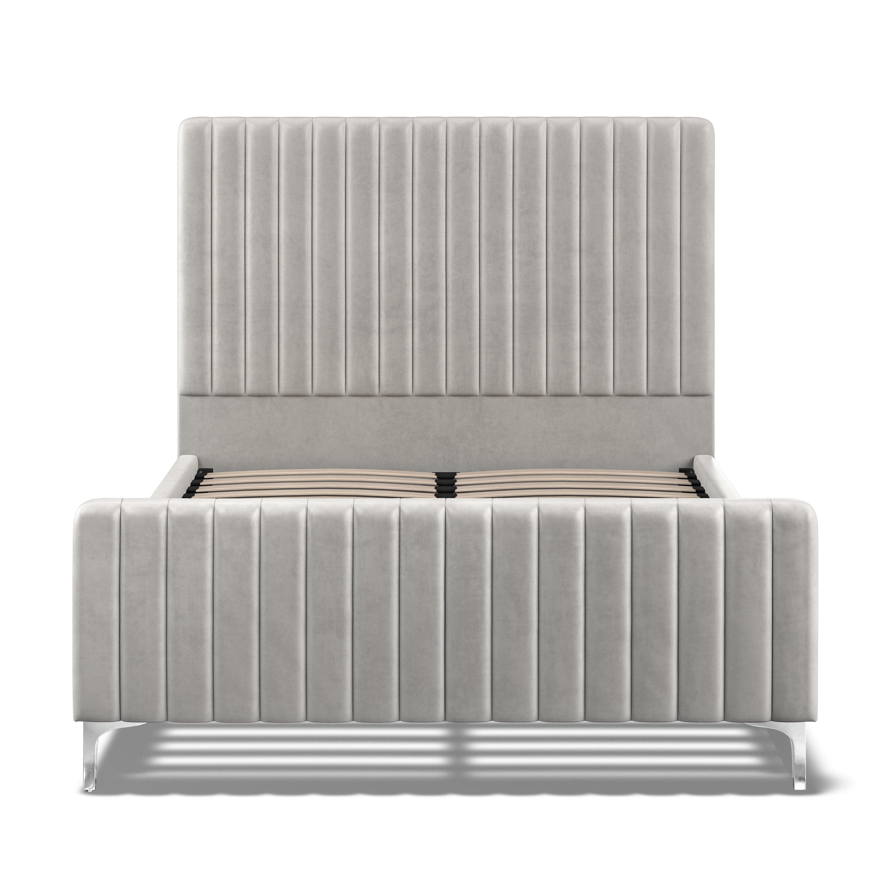 Carloway Silver Velvet Double Upholstered Bed Frame