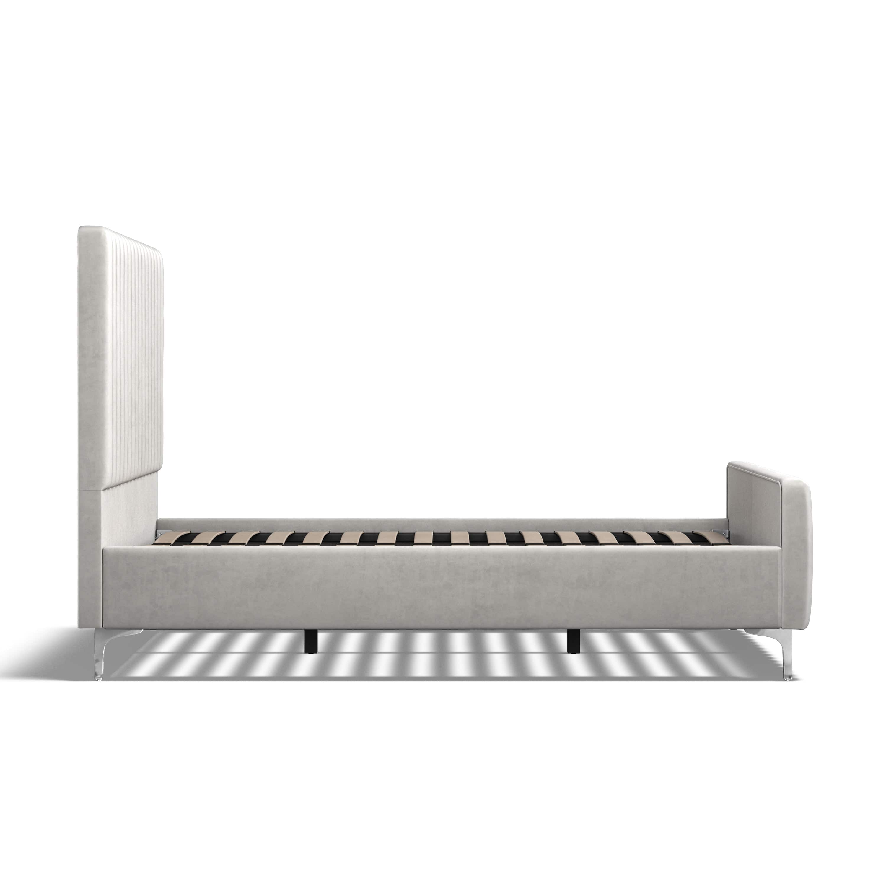 Carloway Silver Velvet Double Upholstered Bed Frame