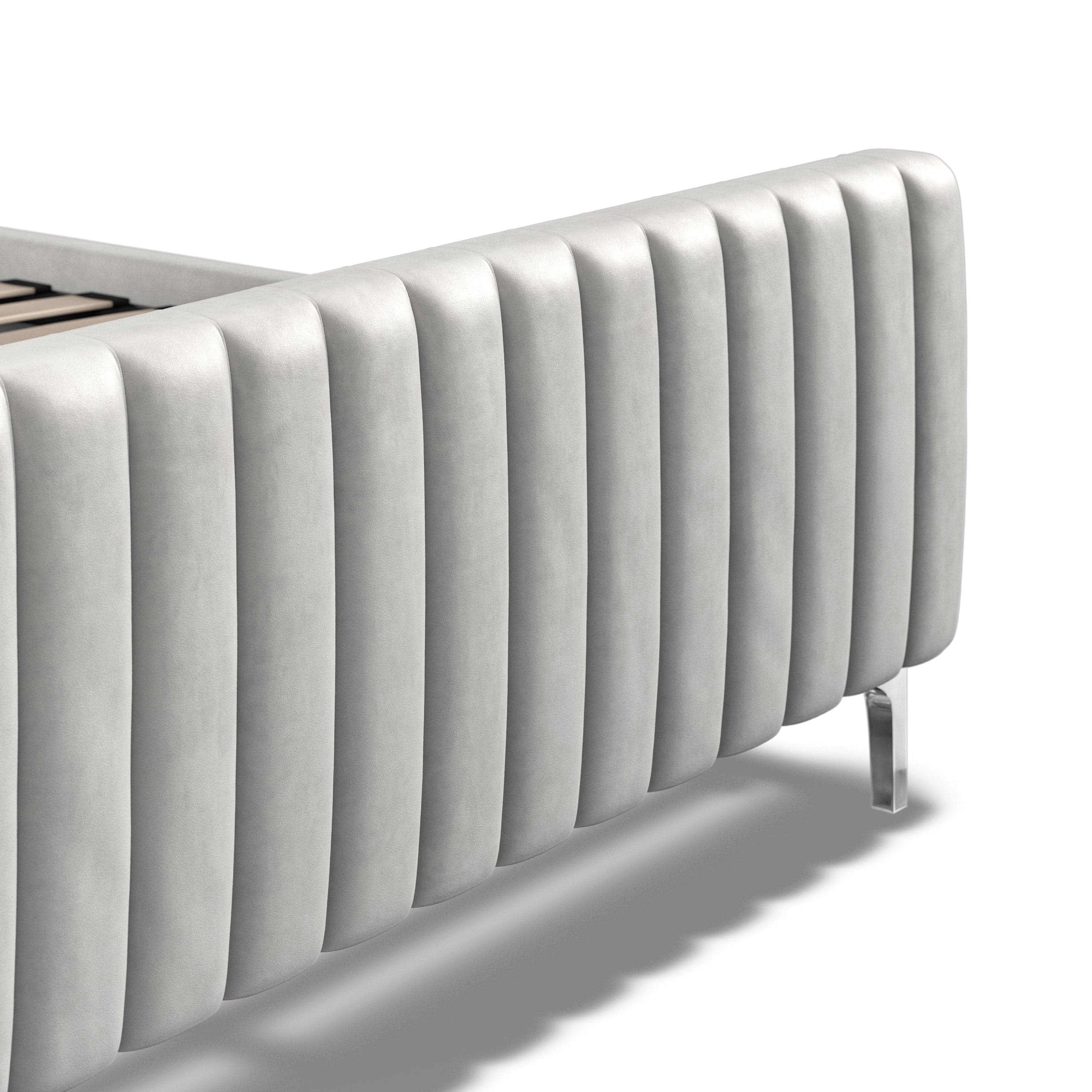 Carloway Silver Velvet Double Upholstered Bed Frame