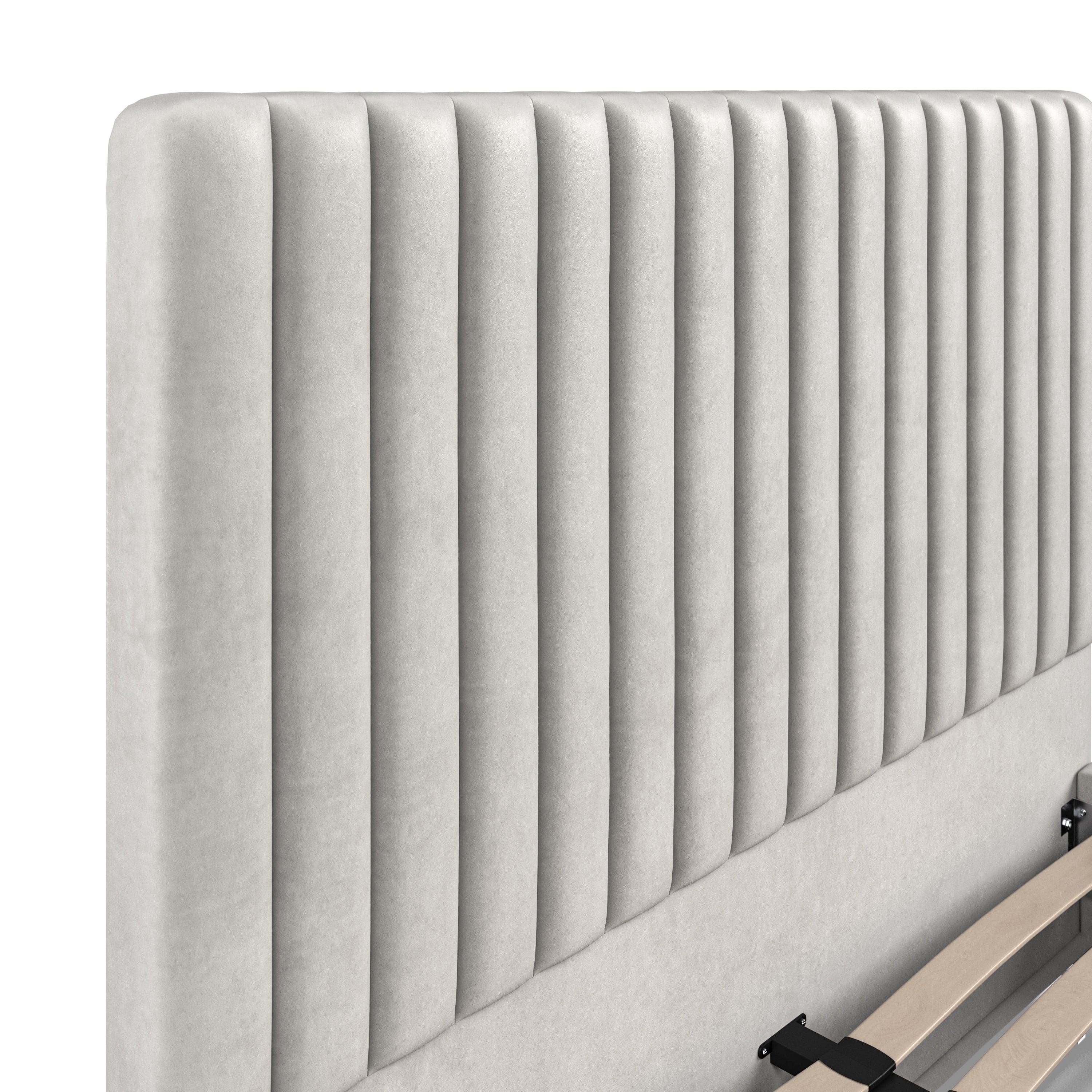 Carloway Silver Velvet Double Upholstered Bed Frame