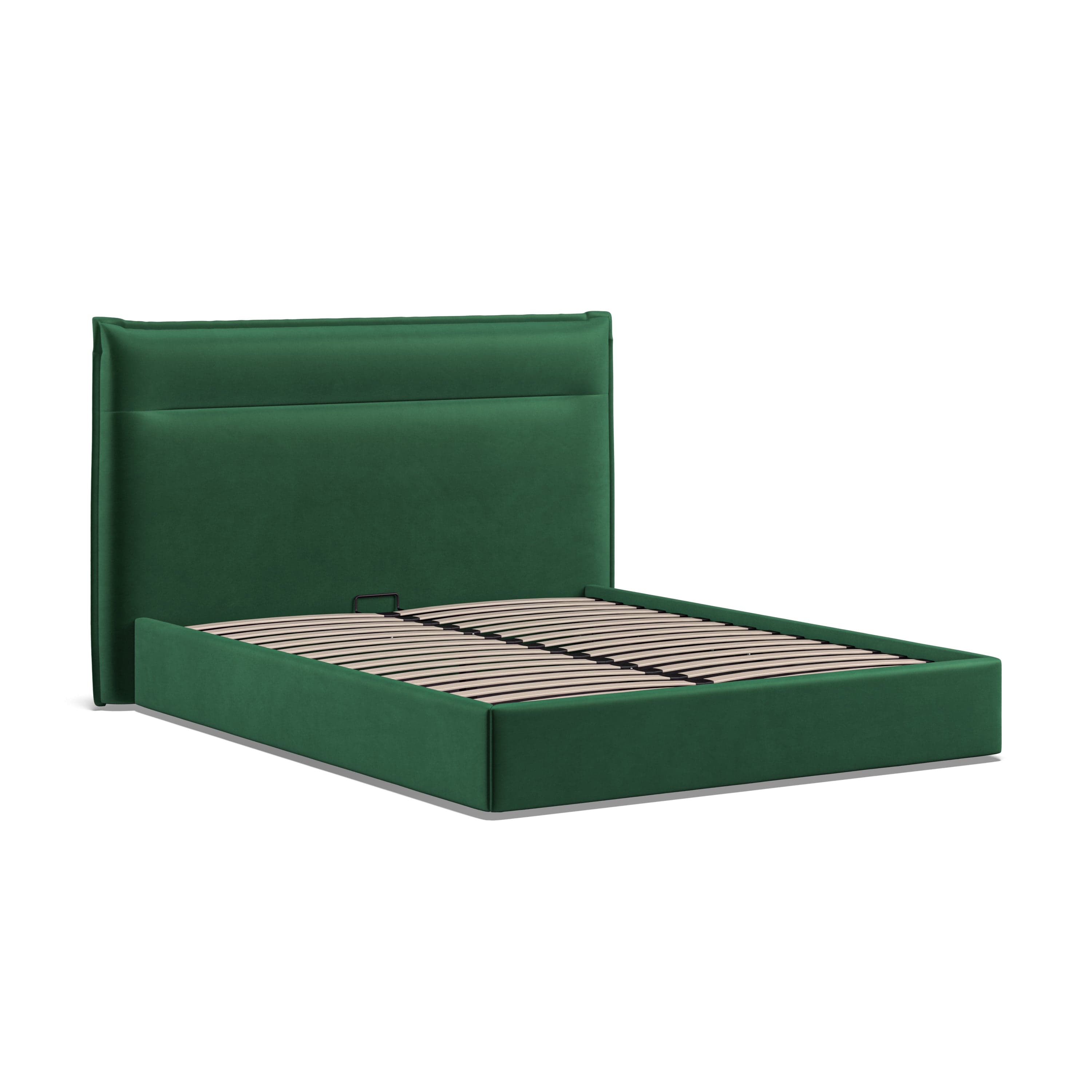 Kenmore Green Velvet King Size Upholstered Ottoman Bed Frame