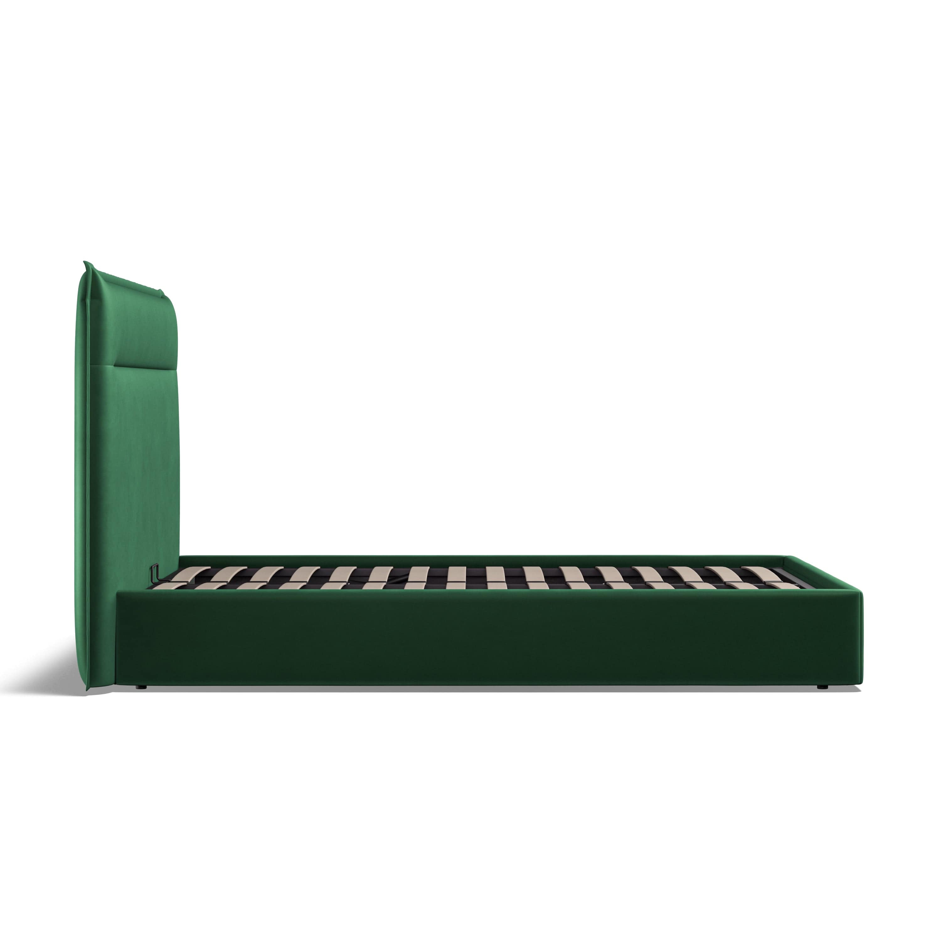 Kenmore Green Velvet King Size Upholstered Ottoman Bed Frame