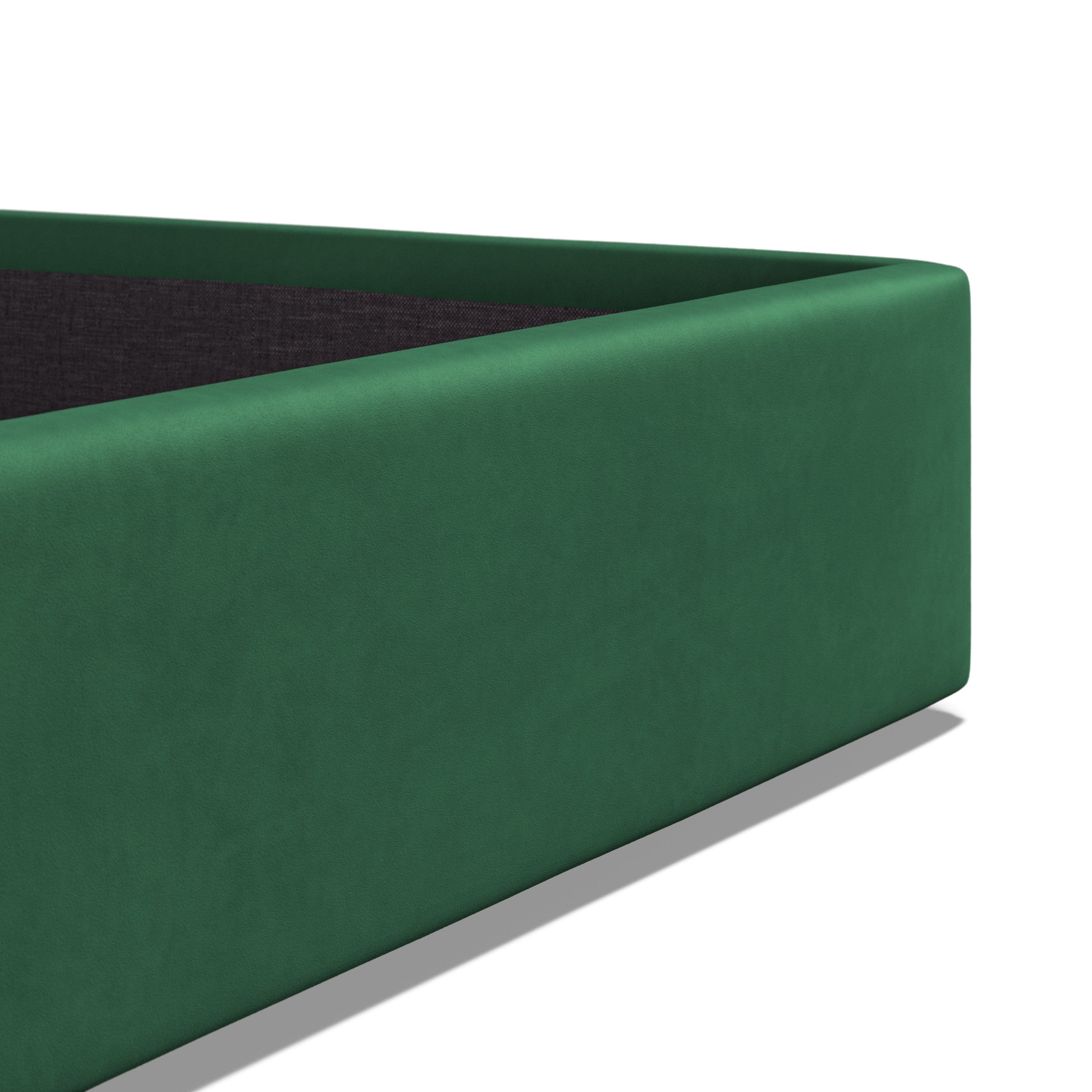 Kenmore Green Velvet King Size Upholstered Ottoman Bed Frame