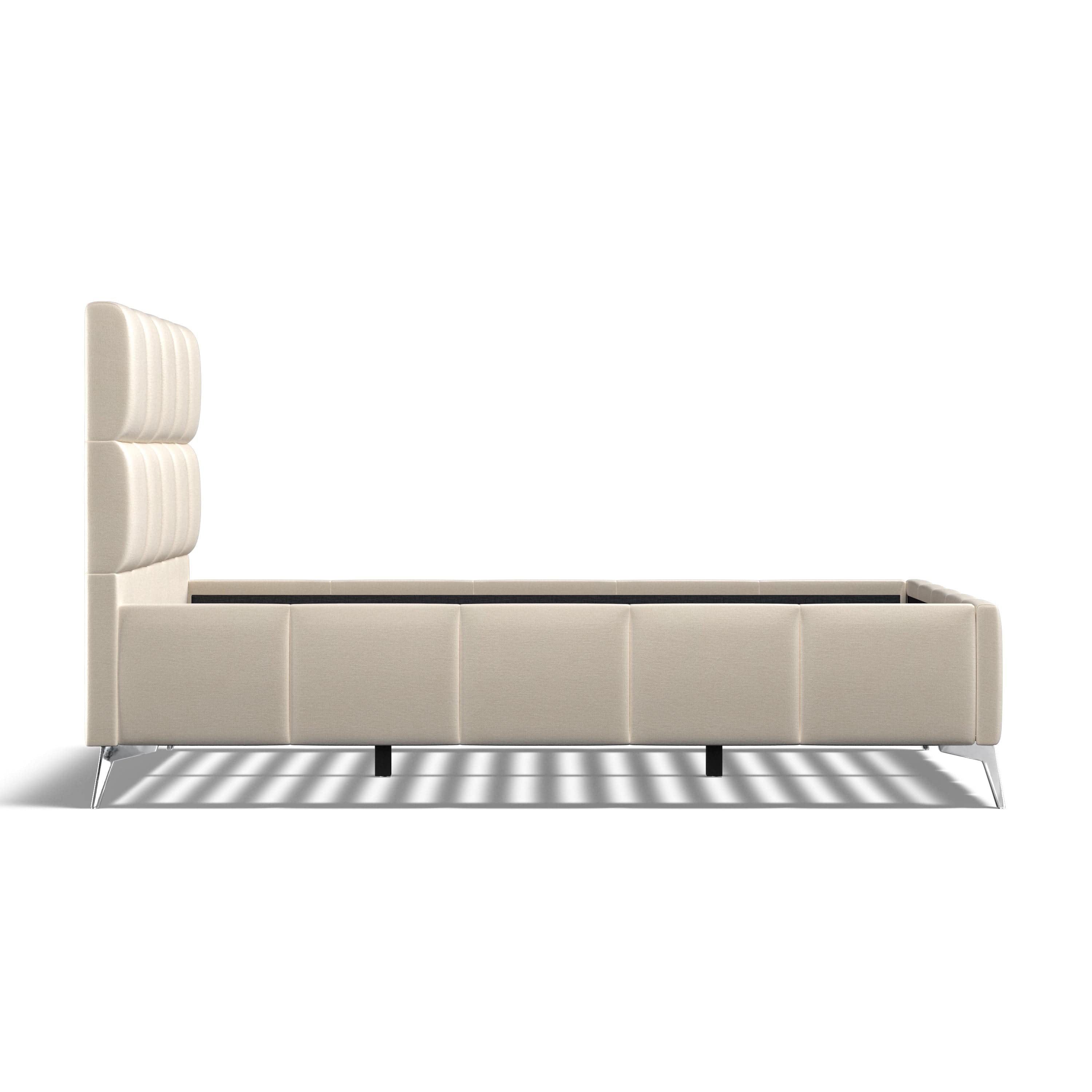 Baymore Beige Linen Double Upholstered Bed Frame