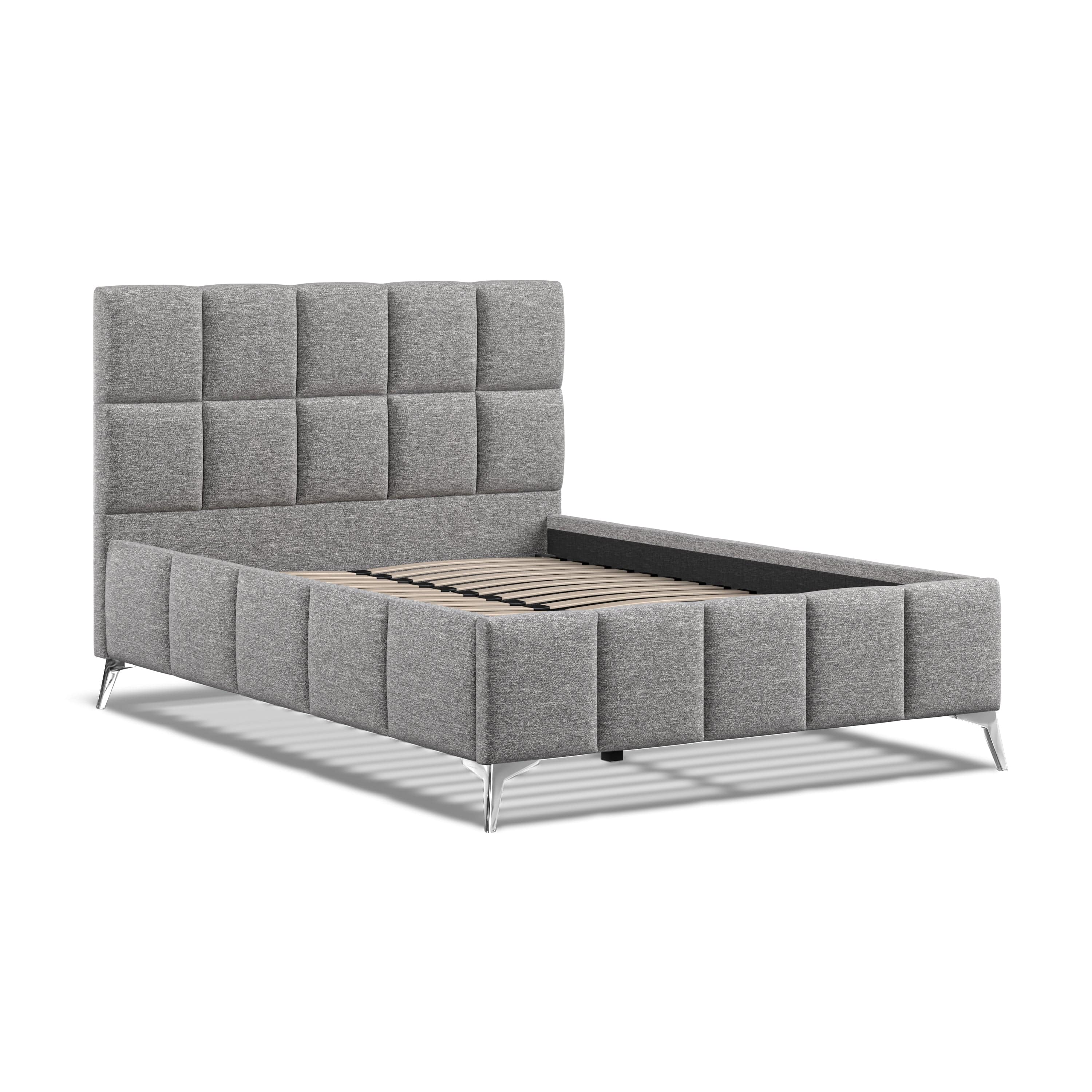 Baymore Dark Grey Linen Double Upholstered Bed Frame