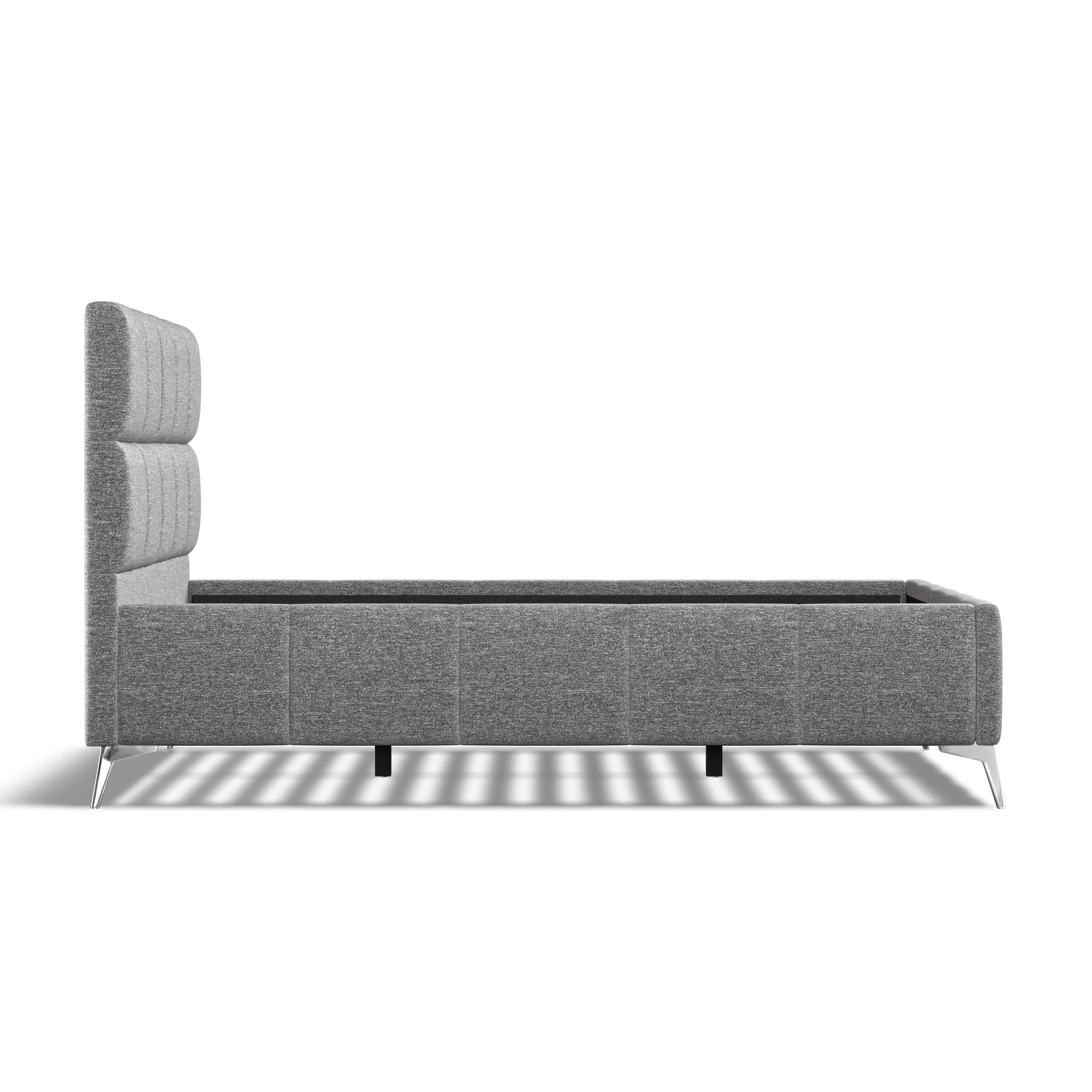 Baymore Dark Grey Linen Double Upholstered Bed Frame