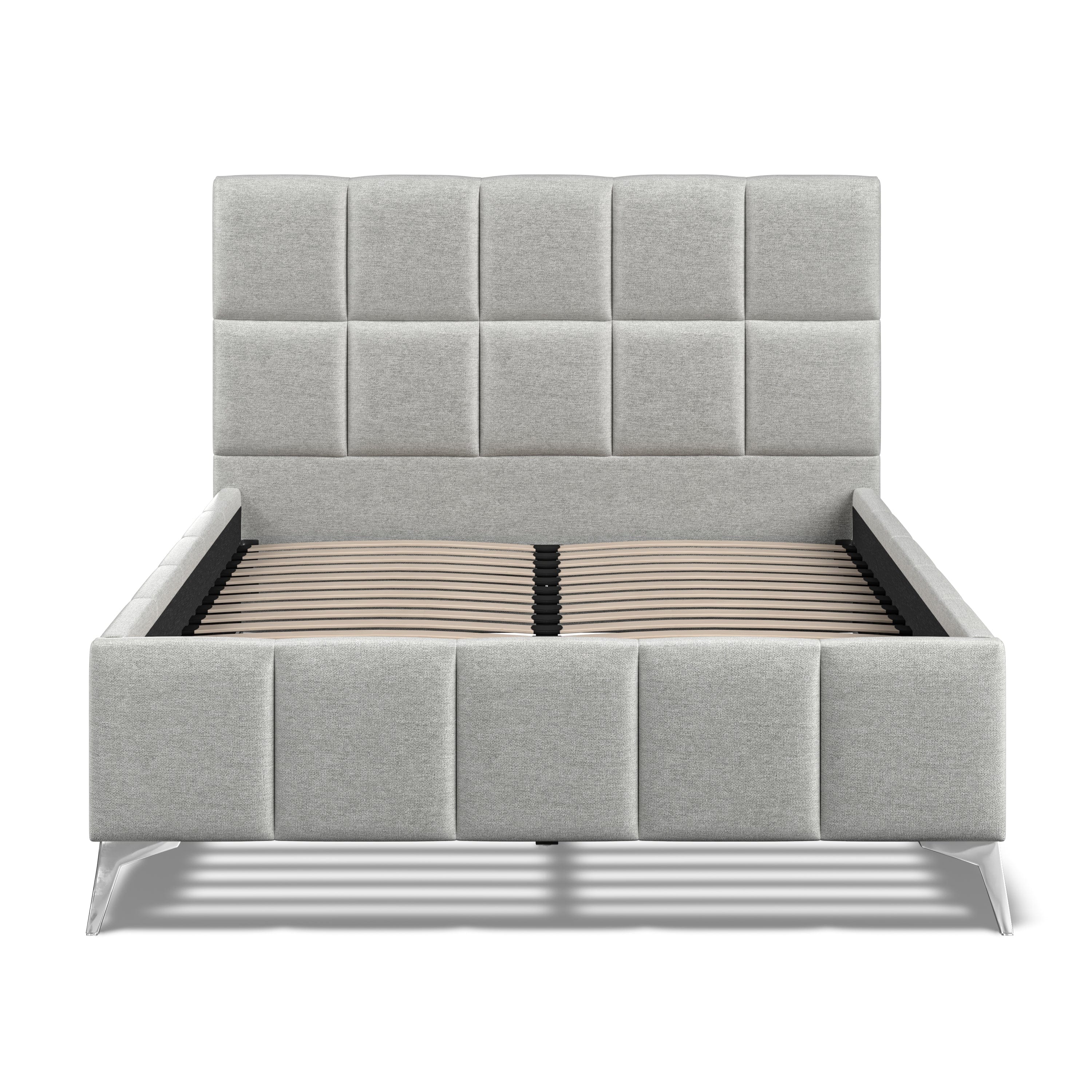 Baymore Grey Linen Double Upholstered Bed Frame