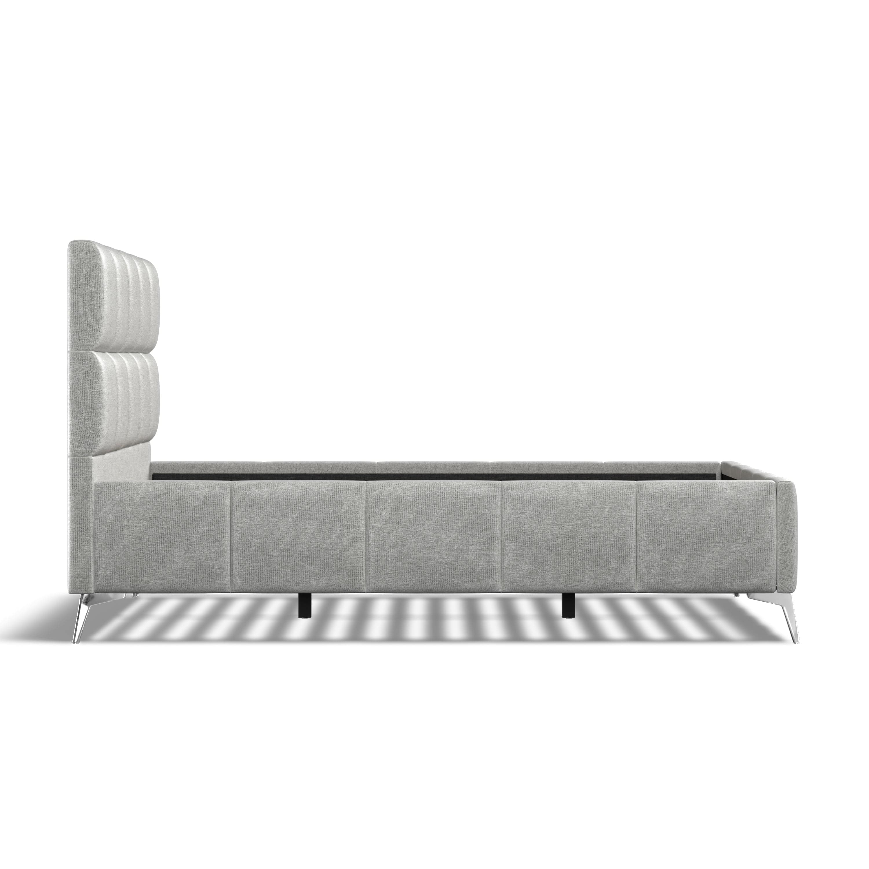 Baymore Grey Linen Double Upholstered Bed Frame