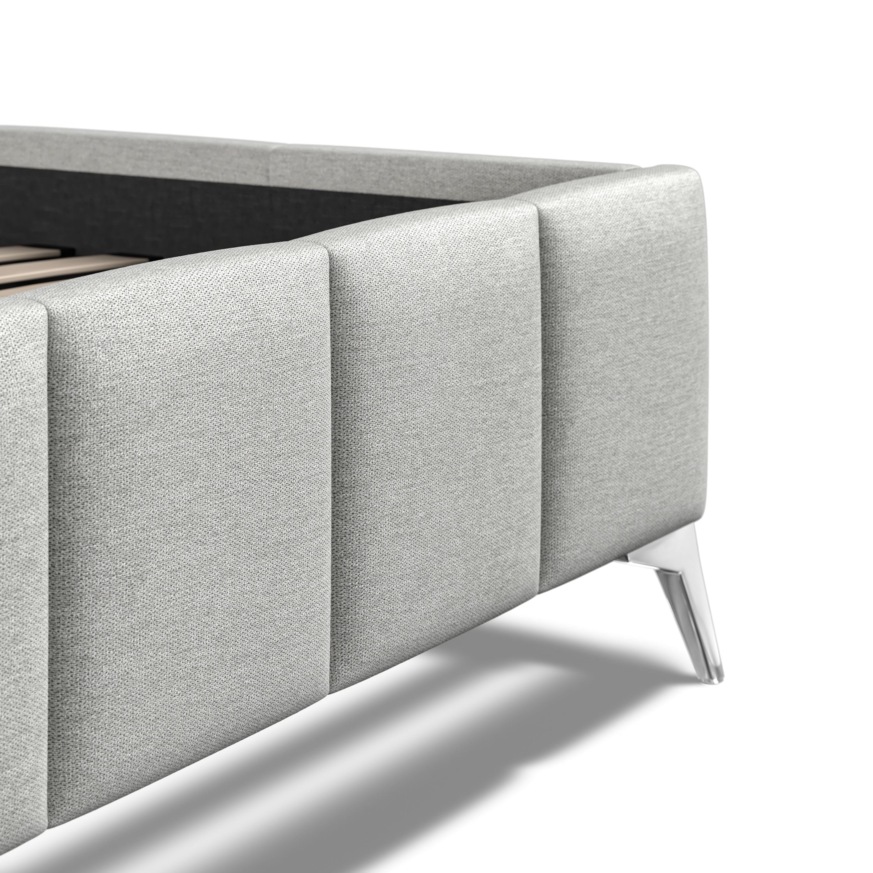 Baymore Grey Linen Double Upholstered Bed Frame