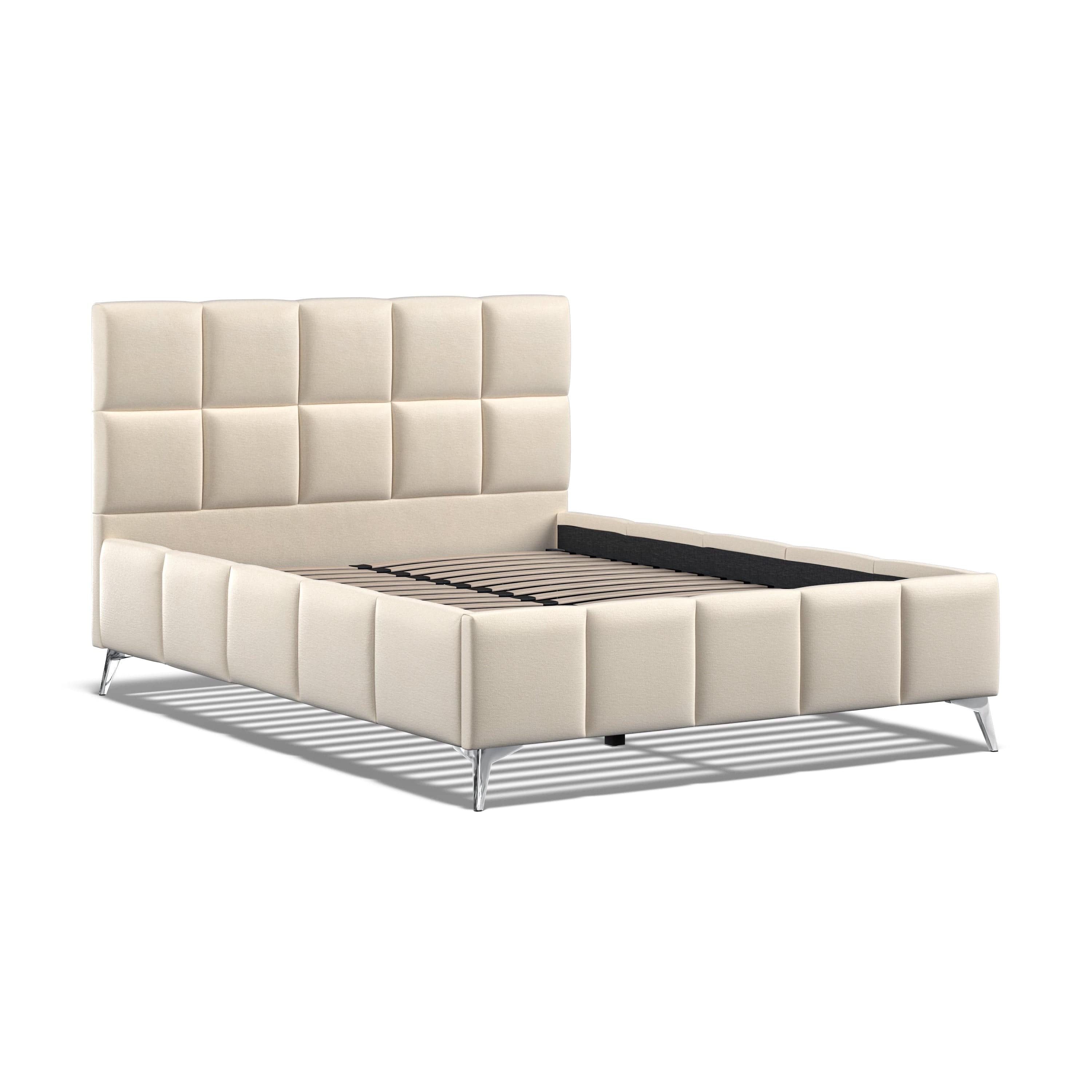 Baymore Beige Linen King Size Upholstered Bed Frame