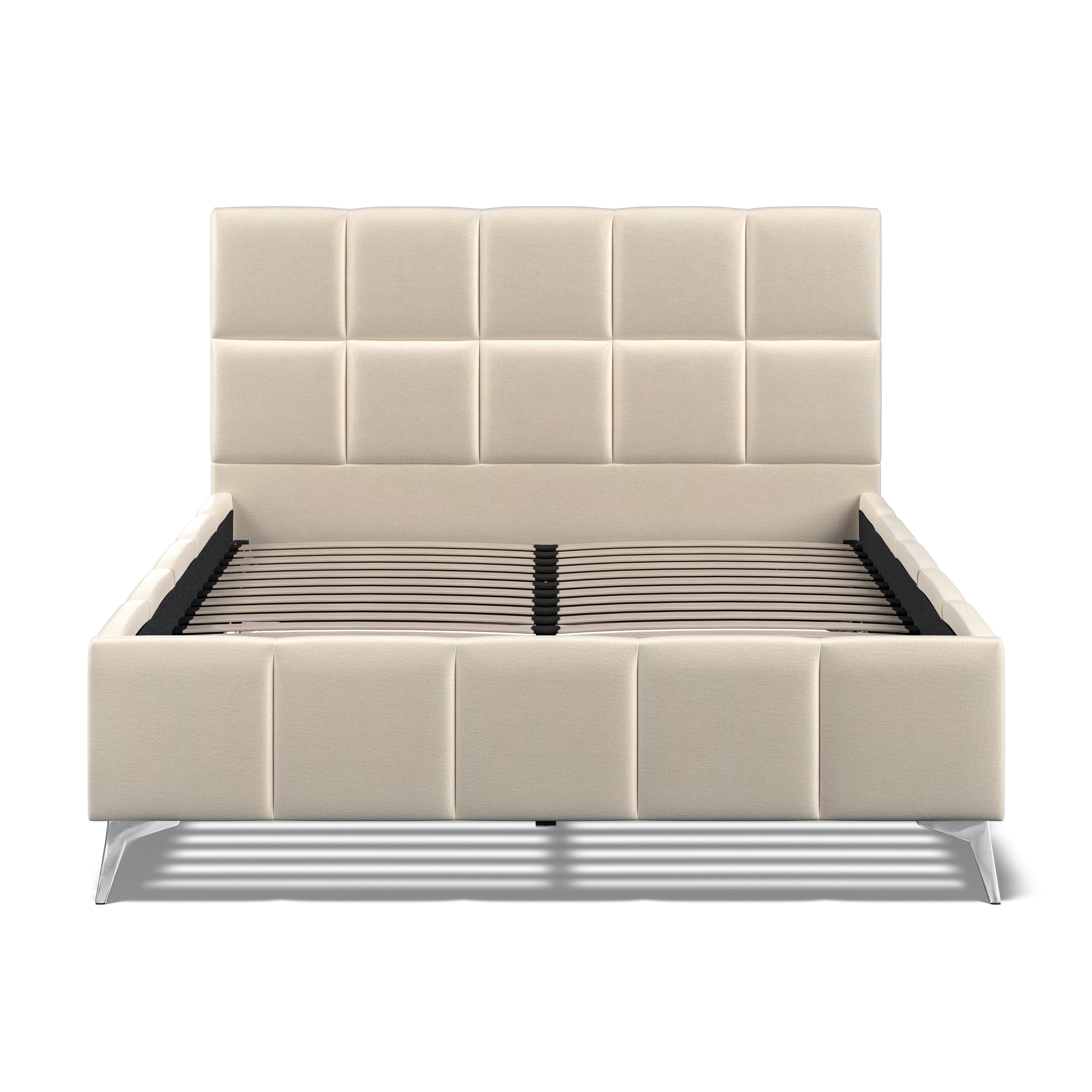 Baymore Beige Linen King Size Upholstered Bed Frame