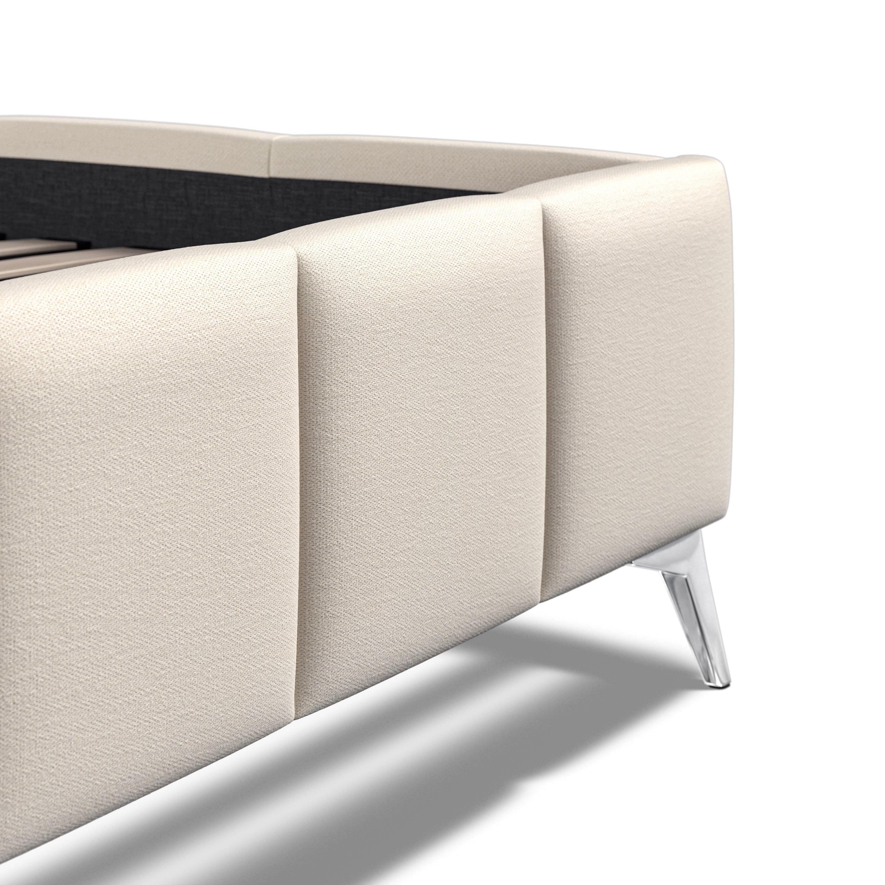 Baymore Beige Linen King Size Upholstered Bed Frame