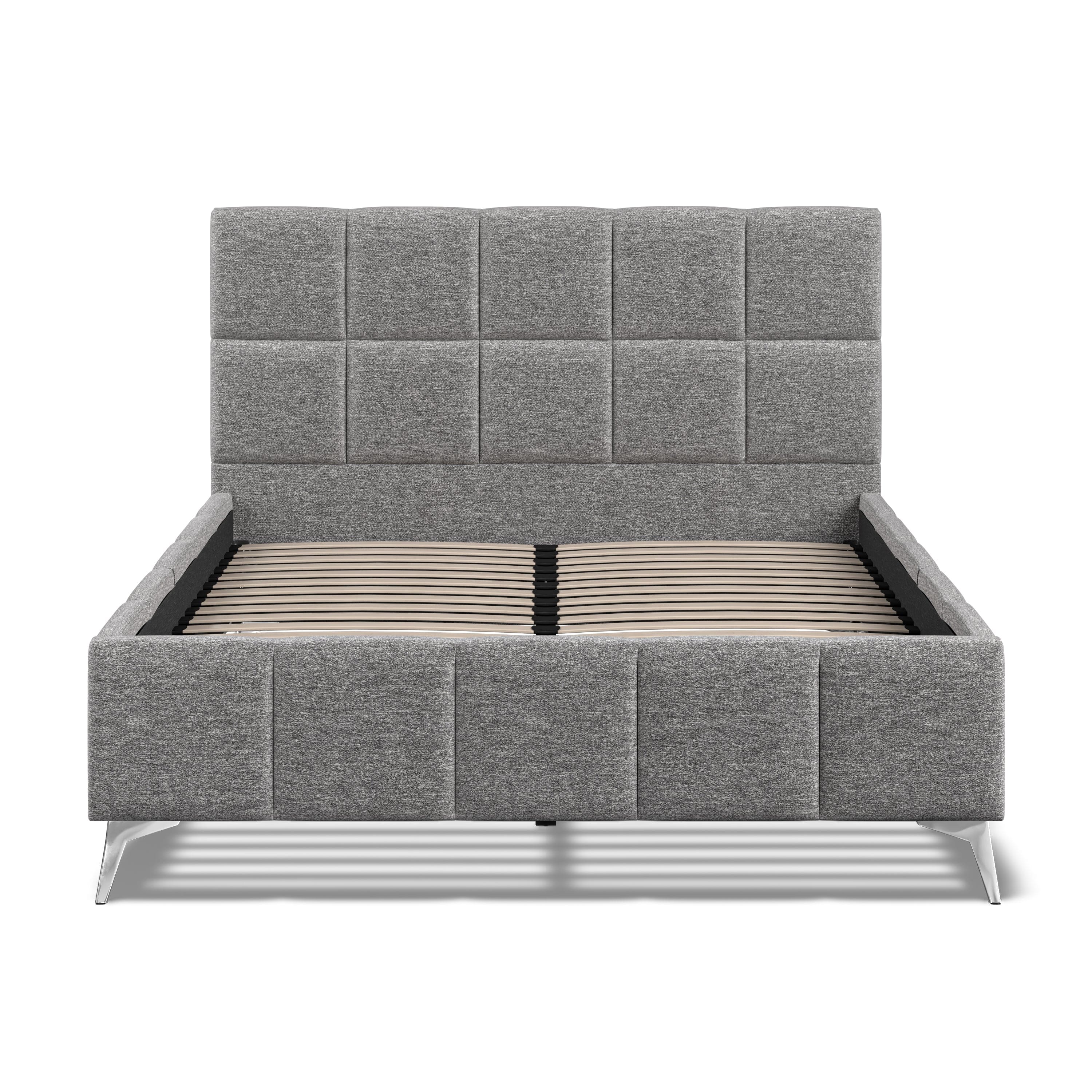 Baymore Dark Grey Linen King Size Upholstered Bed Frame