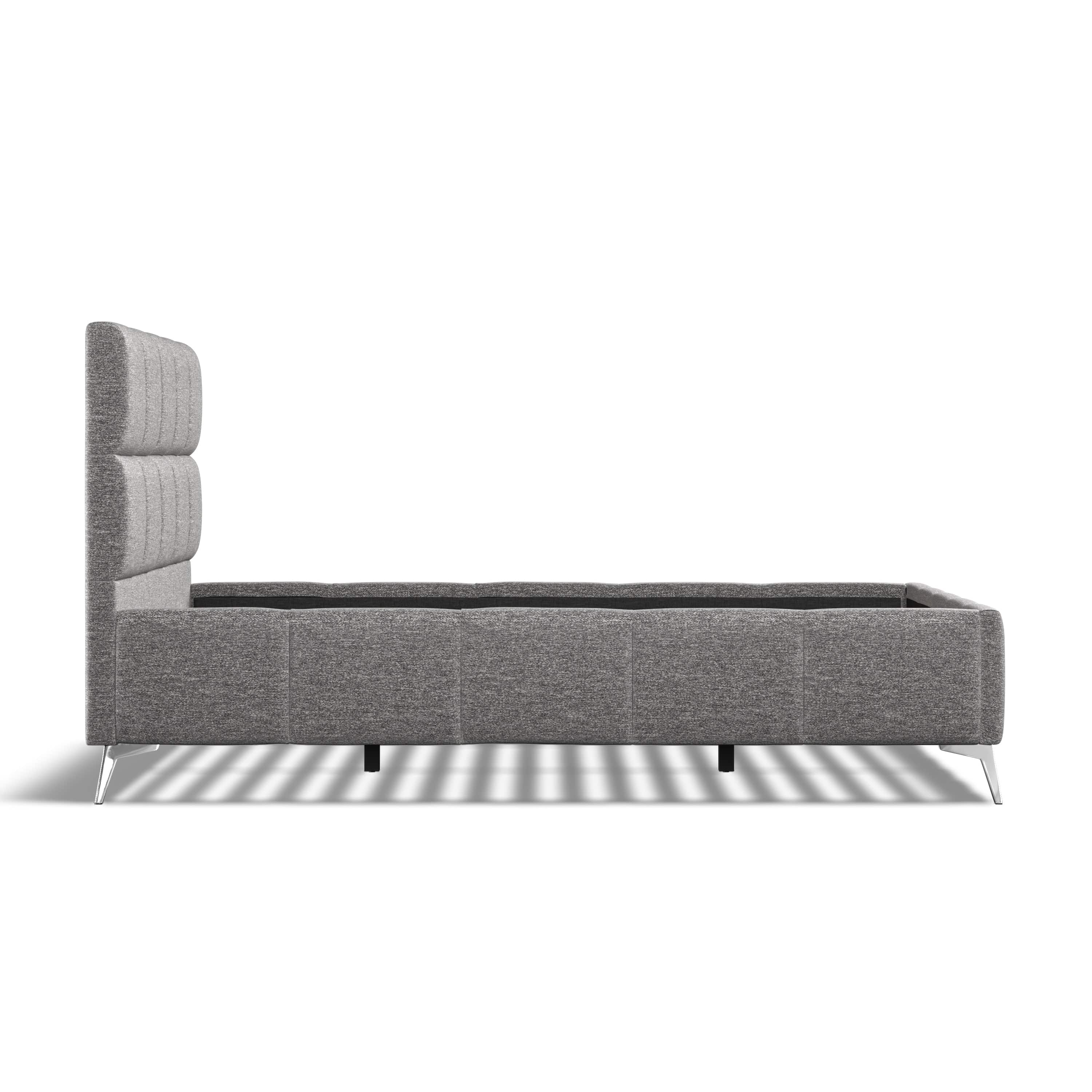 Baymore Dark Grey Linen King Size Upholstered Bed Frame