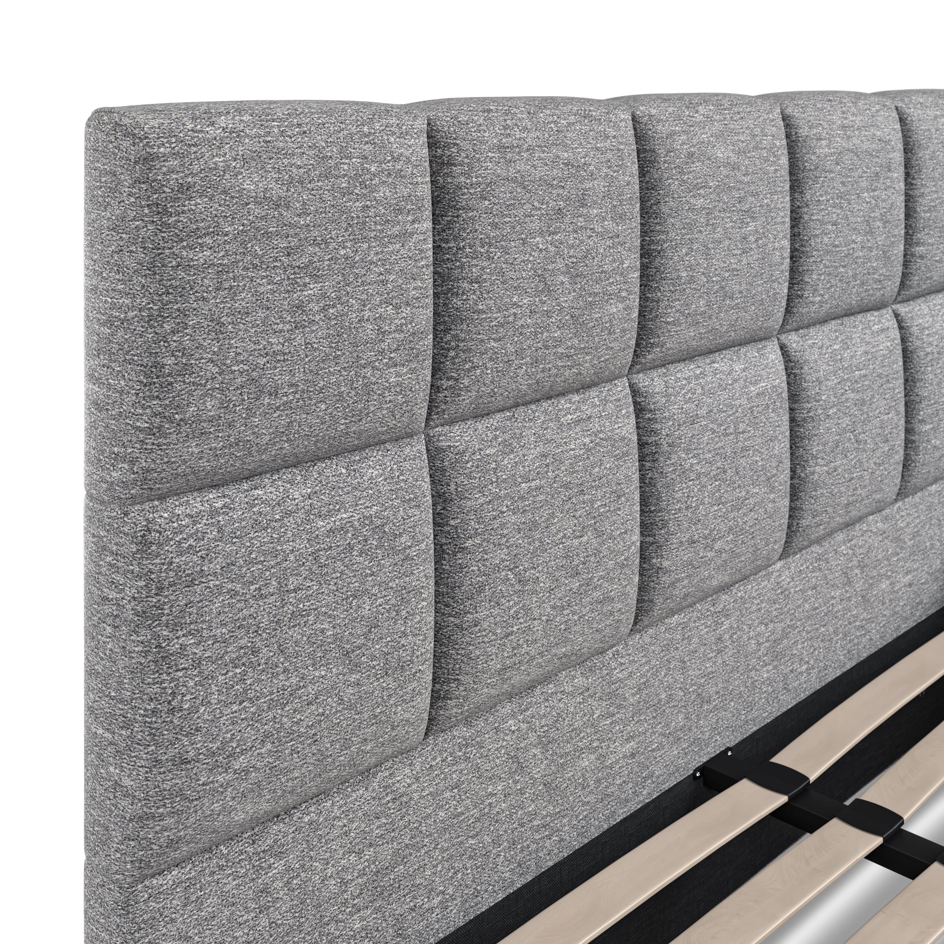 Baymore Dark Grey Linen King Size Upholstered Bed Frame