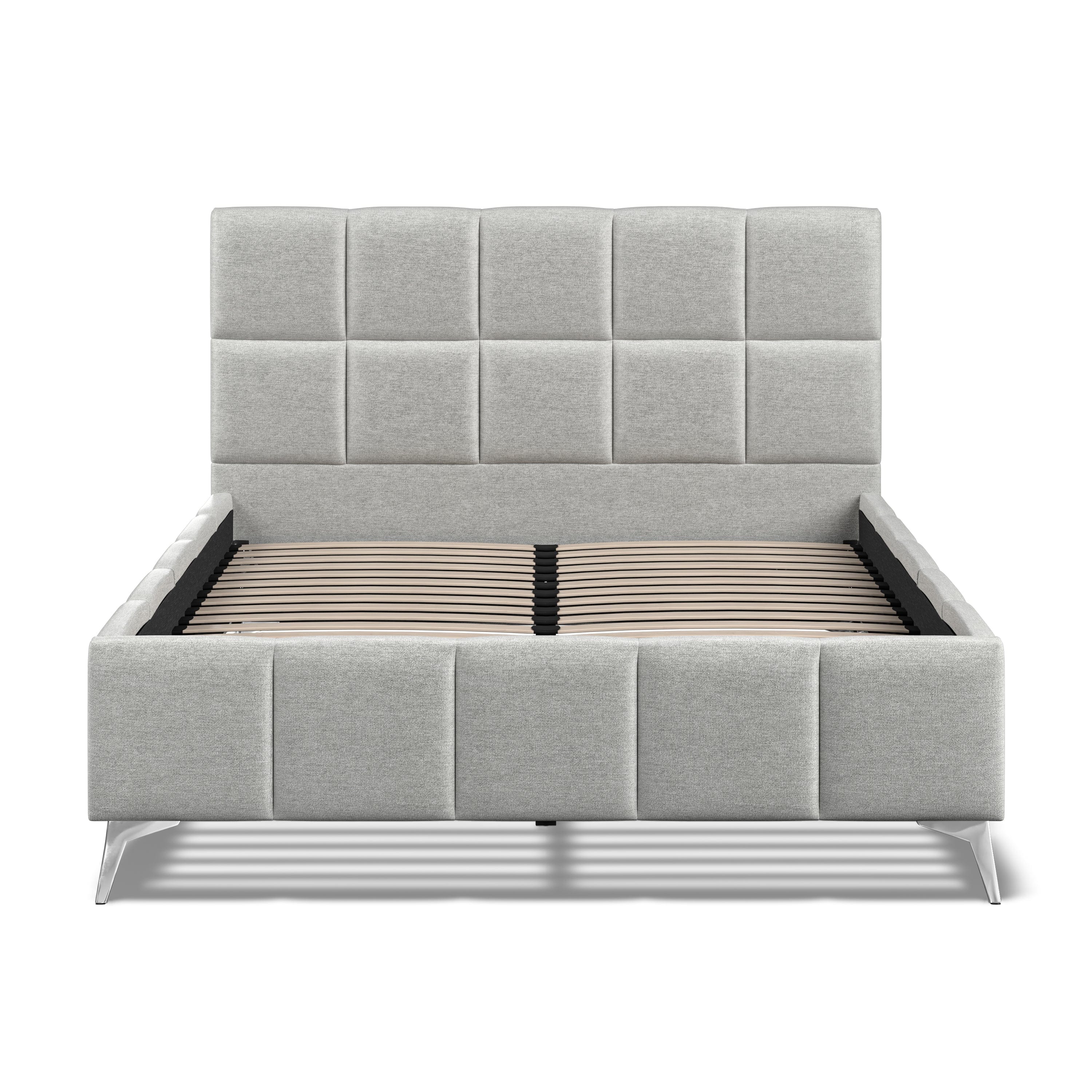 Baymore Grey Linen King Size Upholstered Bed Frame