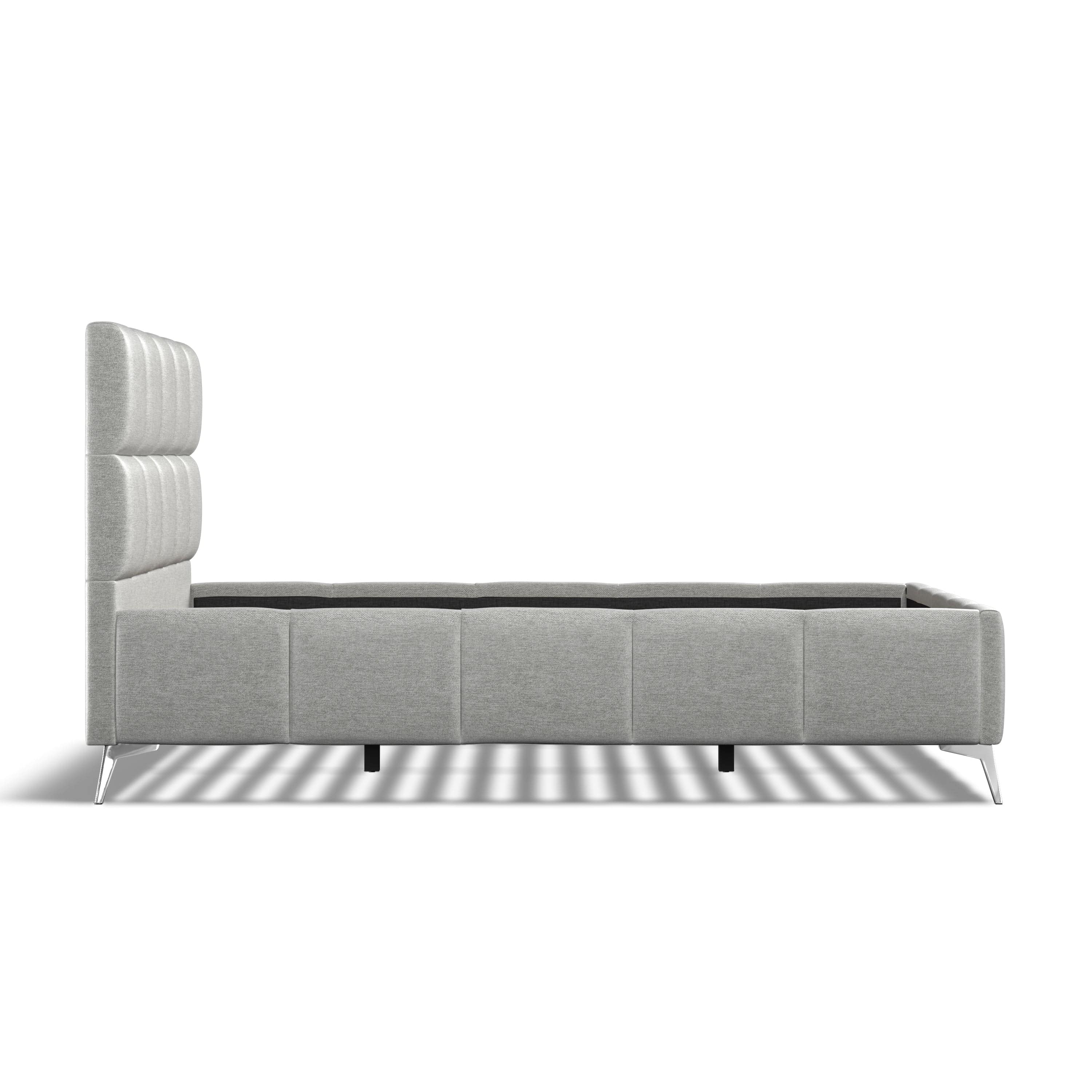 Baymore Grey Linen King Size Upholstered Bed Frame