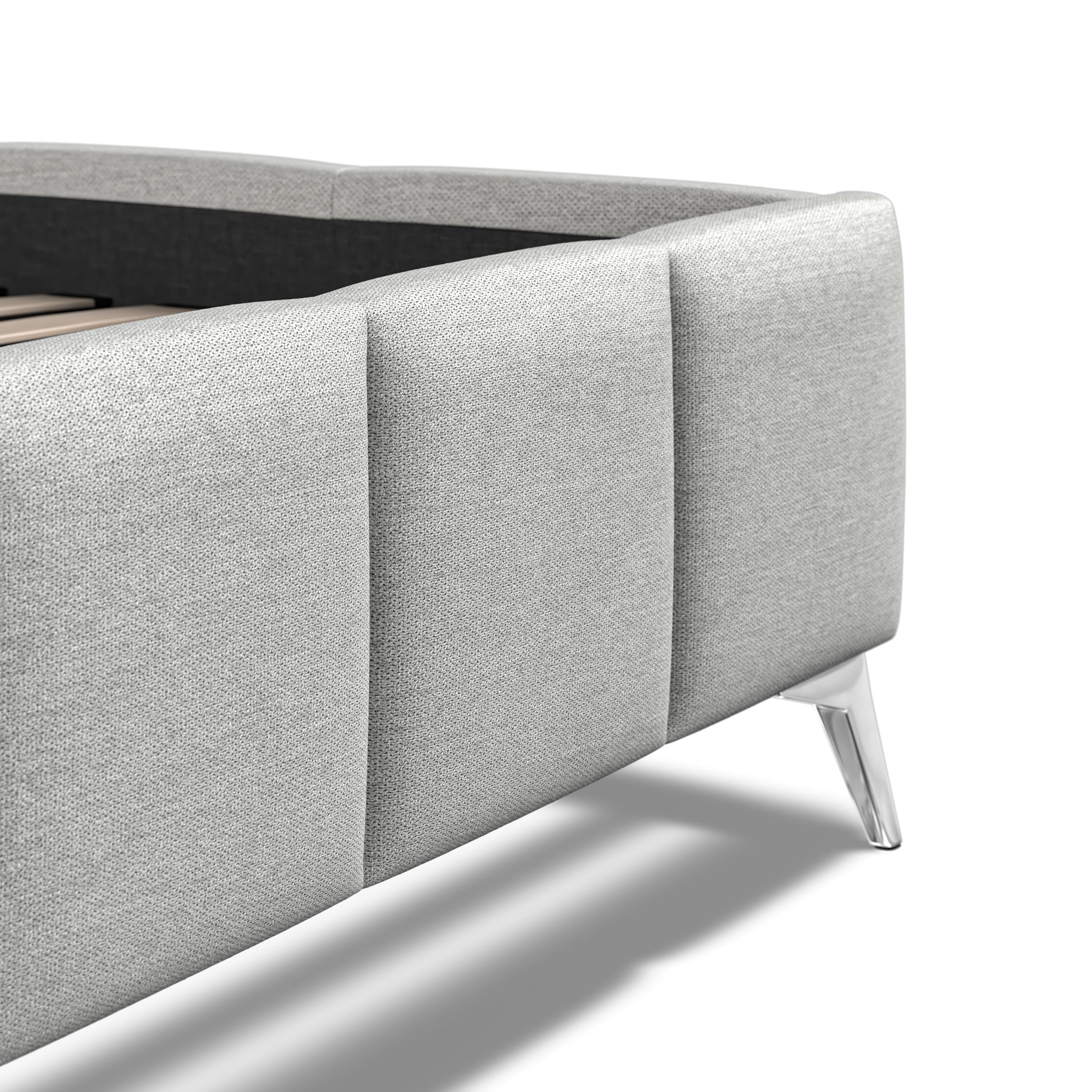 Baymore Grey Linen King Size Upholstered Bed Frame
