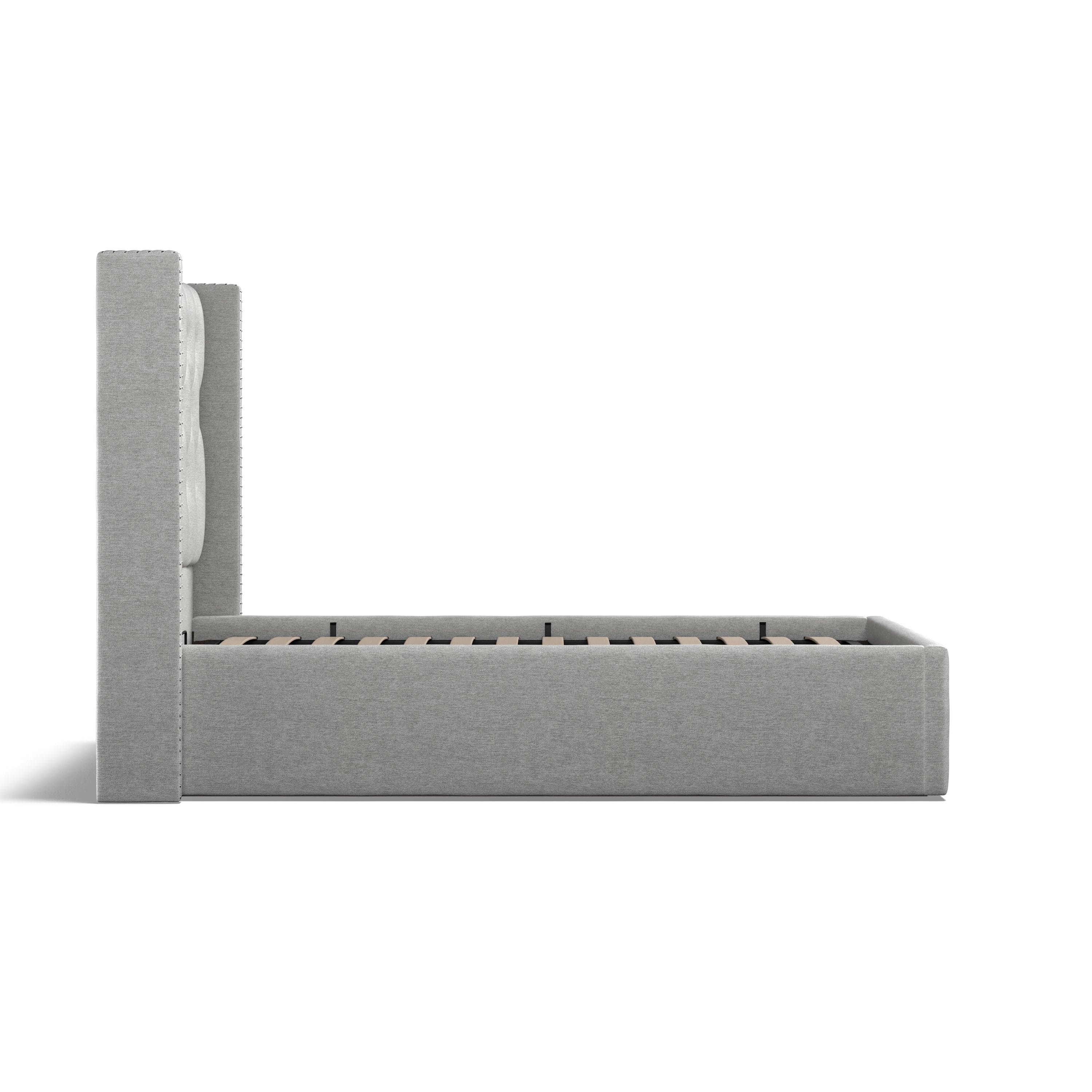 Lowick Grey Linen Double Upholstered Ottoman Bed Frame