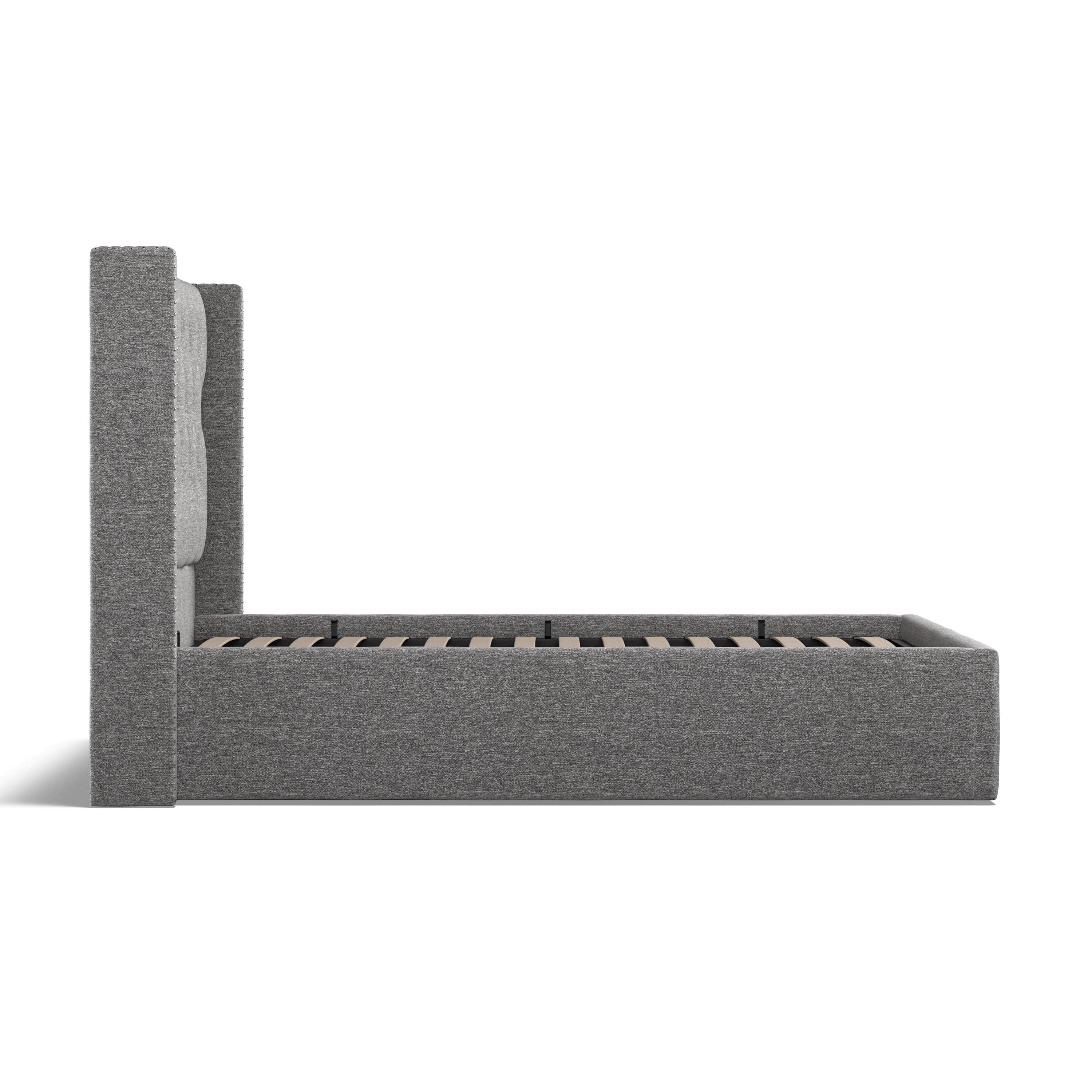Lowick Dark Grey Linen King Size Upholstered Ottoman Bed Frame