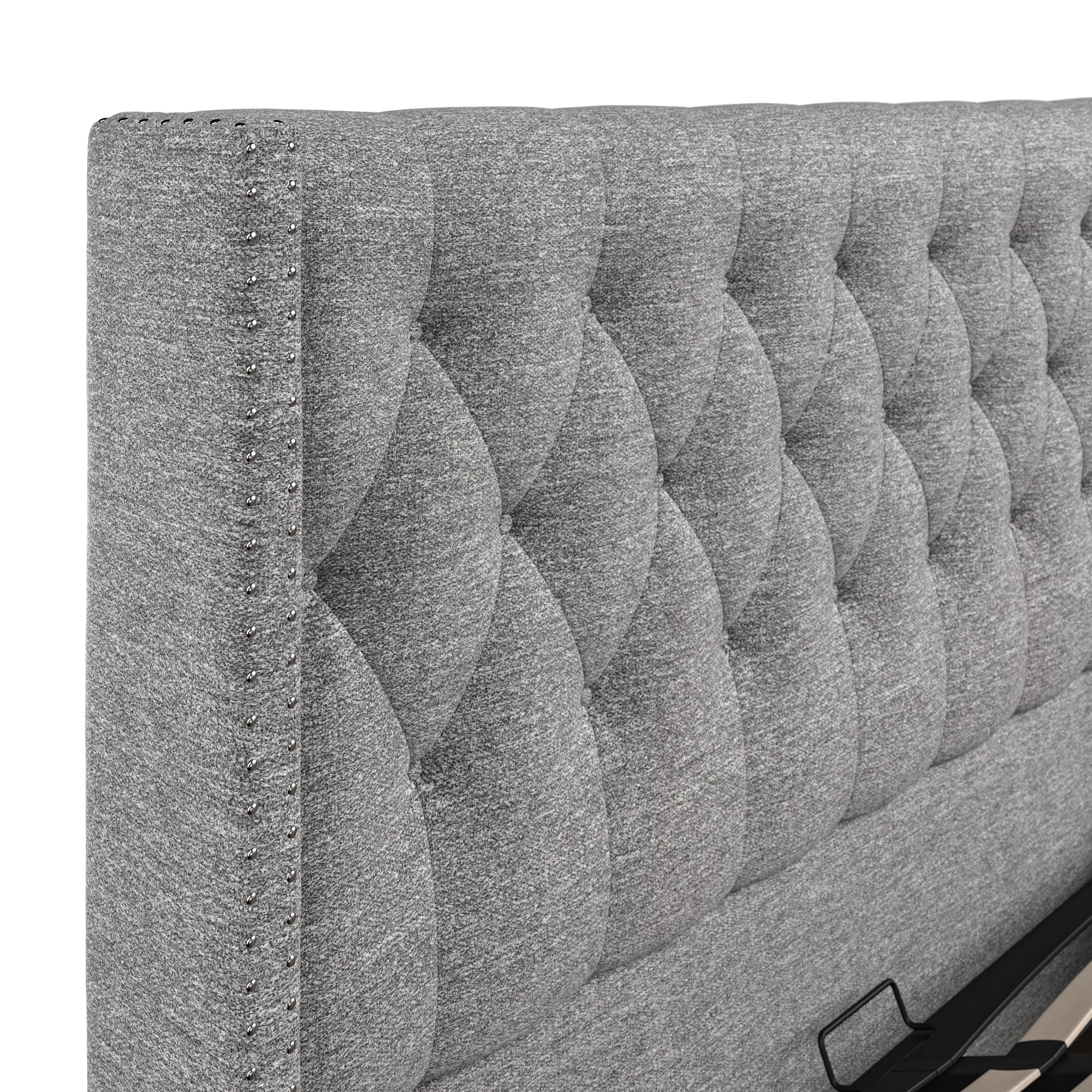 Lowick Dark Grey Linen King Size Upholstered Ottoman Bed Frame