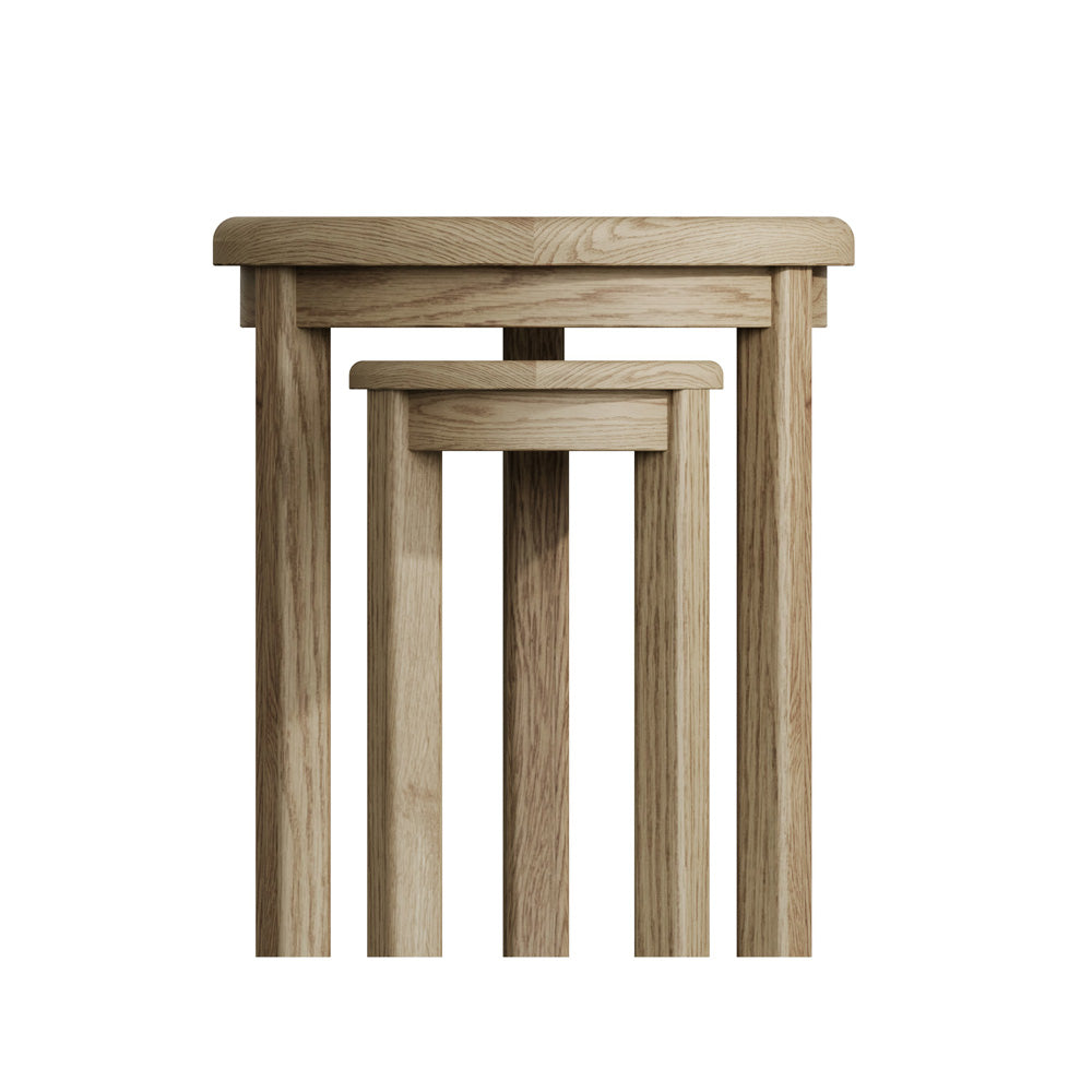 Wessex Smoked Oak Round Nest of 2 Side Tables