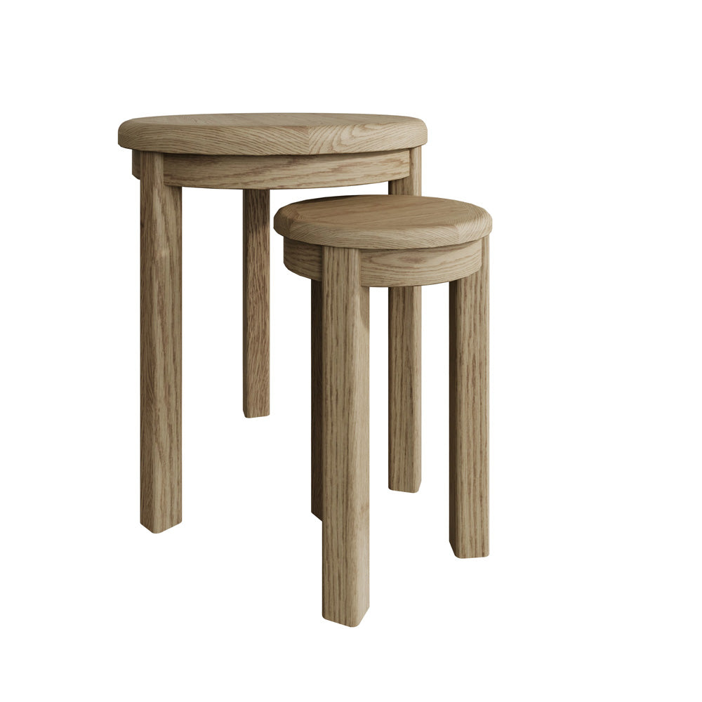 Wessex Smoked Oak Round Nest of 2 Side Tables