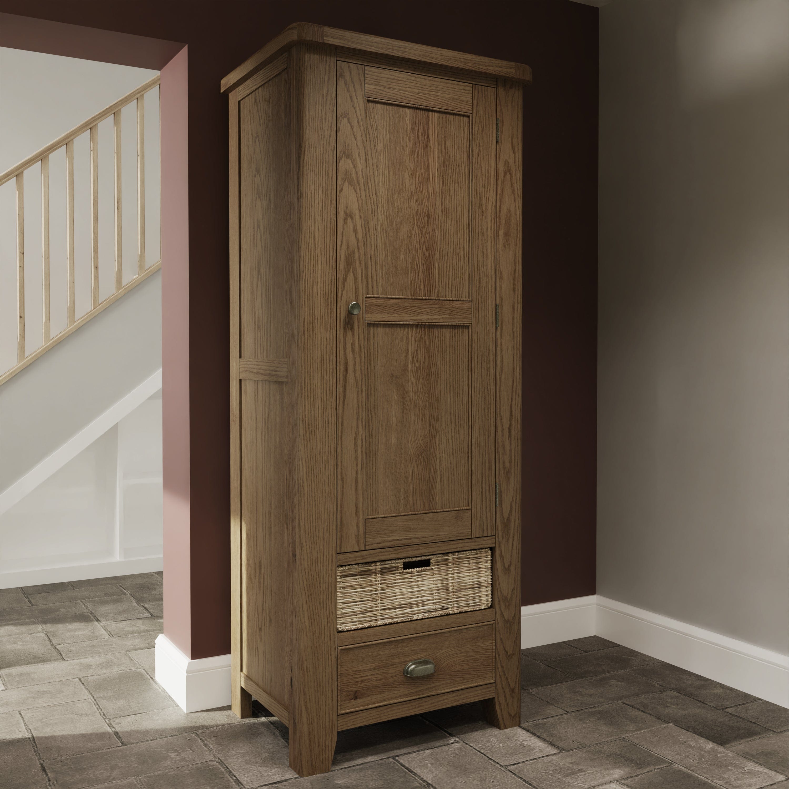 Wessex Smoked Oak Slim Larder Cupboard