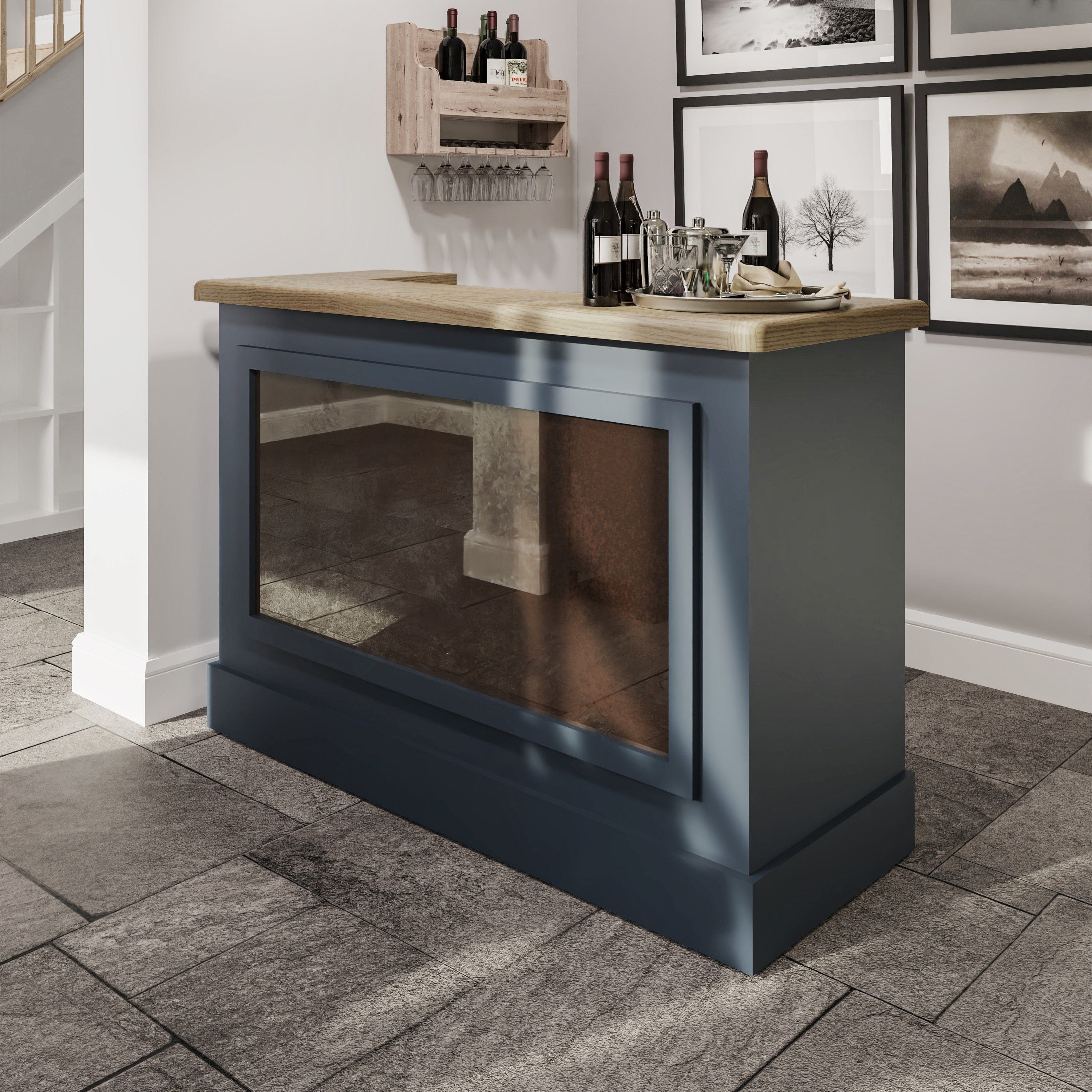 Wessex Smoked Oak Blue Painted Bar