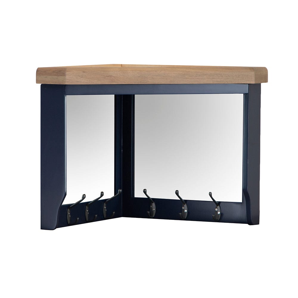 Wessex Smoked Oak Blue Painted Corner Mirrored Coat Rack