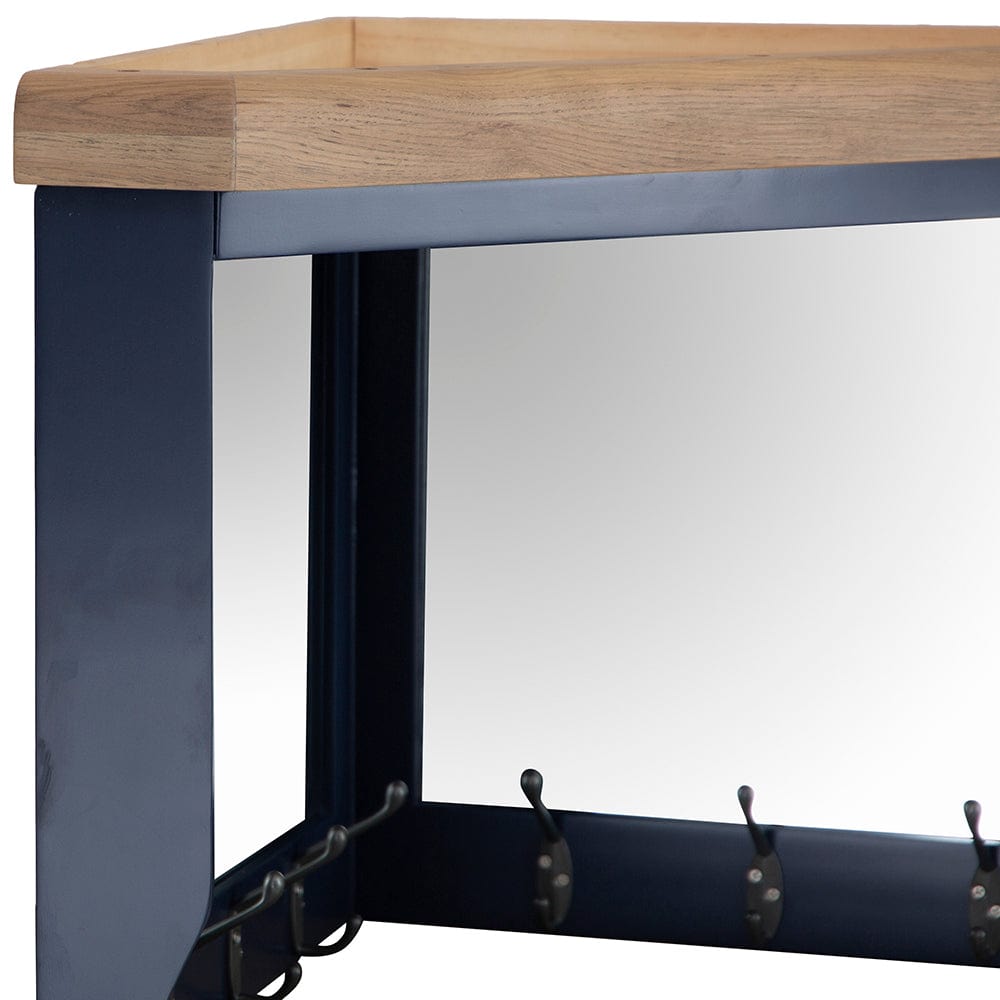 Wessex Smoked Oak Blue Painted Corner Mirrored Coat Rack