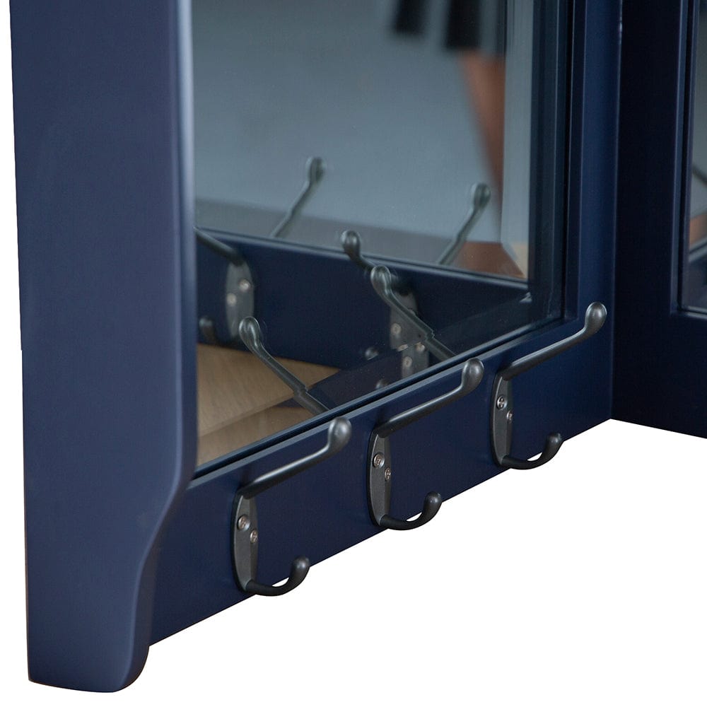Wessex Smoked Oak Blue Painted Corner Mirrored Coat Rack