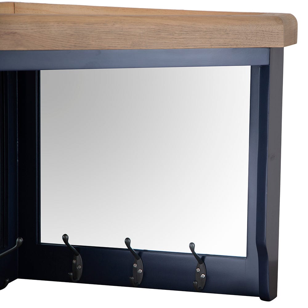 Wessex Smoked Oak Blue Painted Corner Mirrored Coat Rack