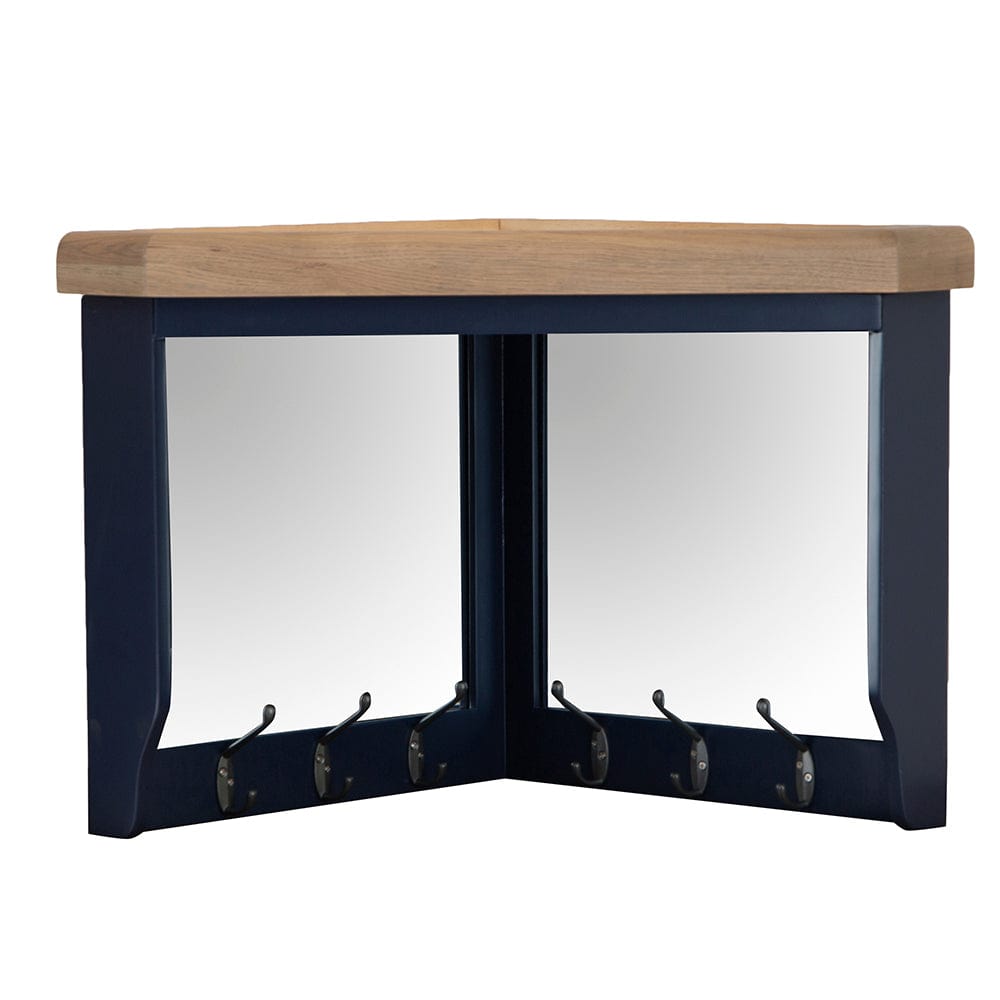 Wessex Smoked Oak Blue Painted Corner Mirrored Coat Rack
