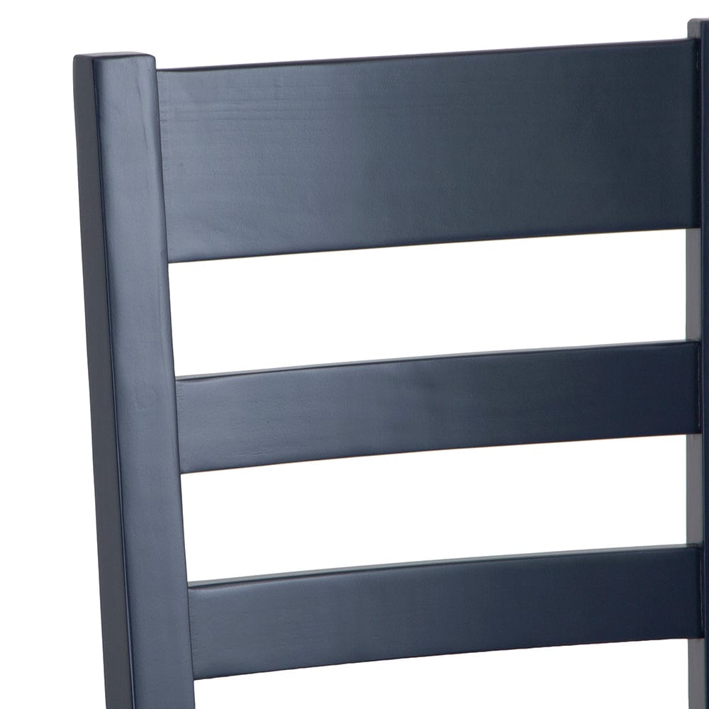 Wessex Smoked Oak Blue Painted Ladder Back Dining Chair With Natural Check Seat