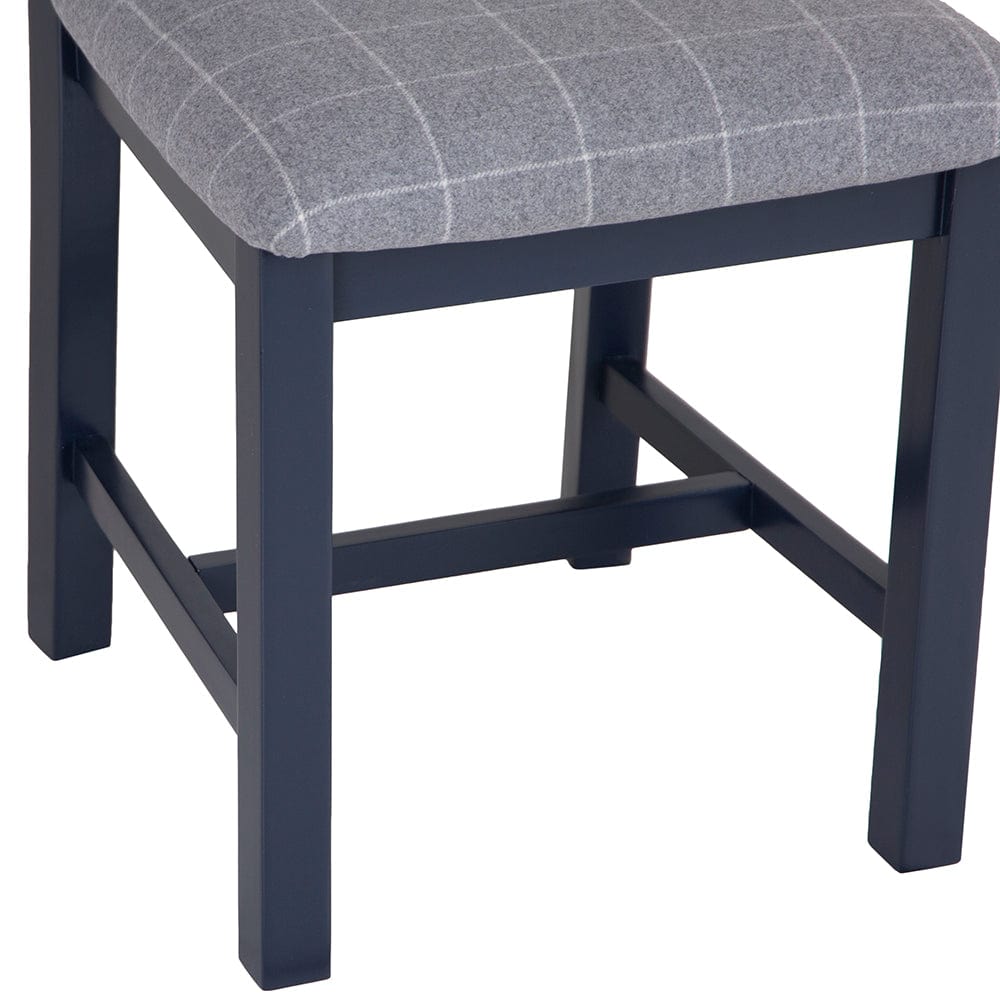 Wessex Smoked Oak Blue Painted Ladder Back Dining Chair With Grey Check Seat