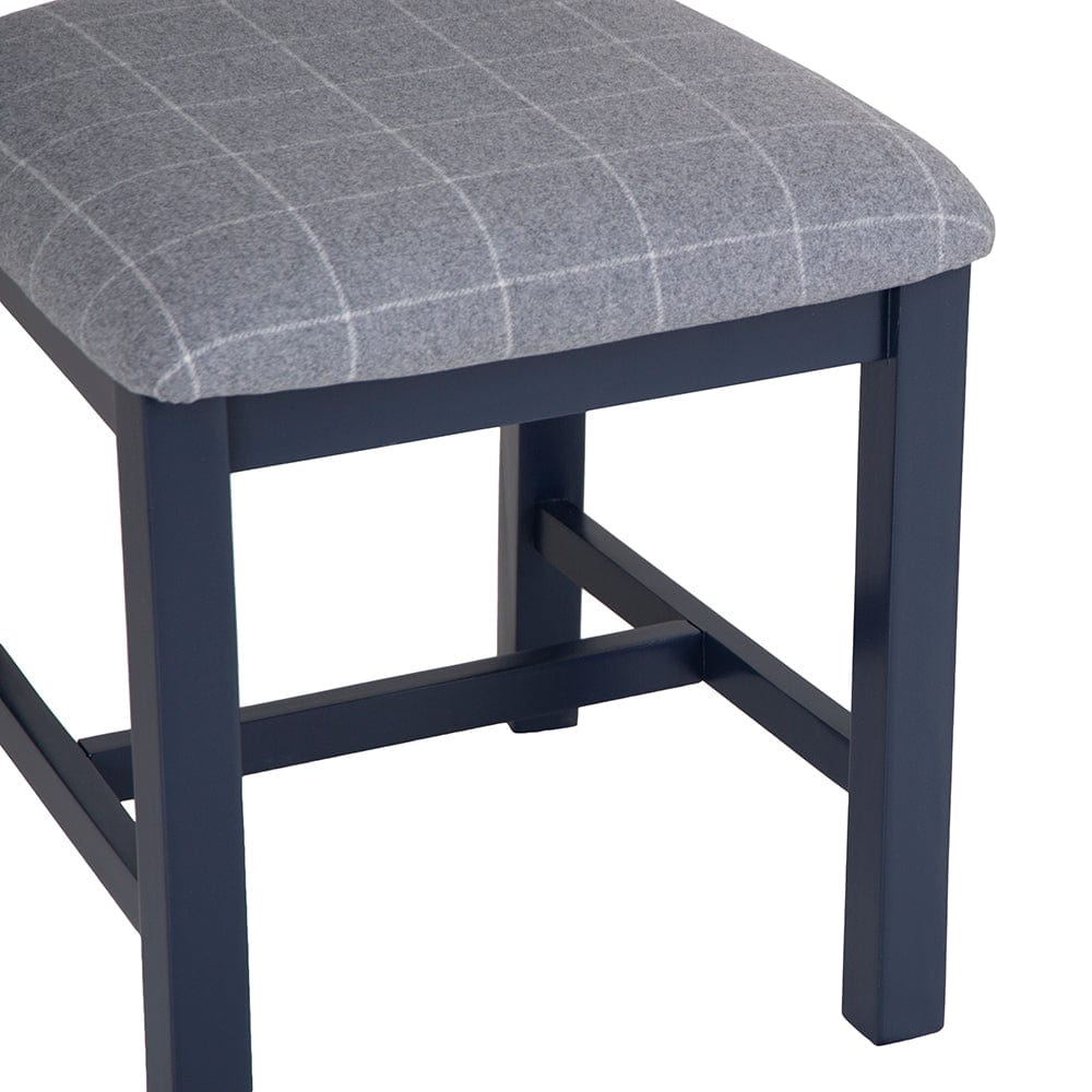 Wessex Smoked Oak Blue Painted Ladder Back Dining Chair With Grey Check Seat